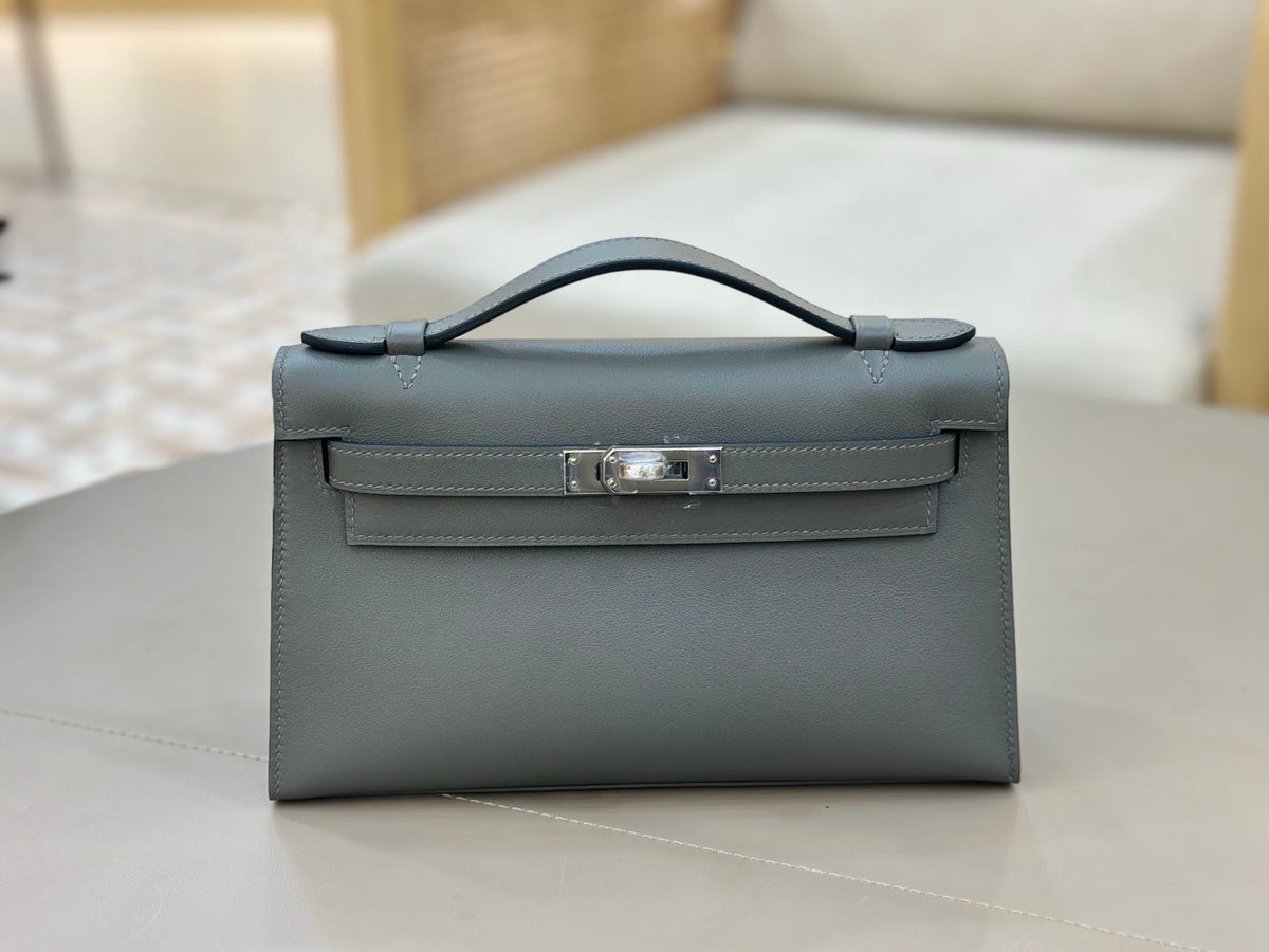High-end Hermes 2026 Kelly Pochette 22cm Bag Swift Leather