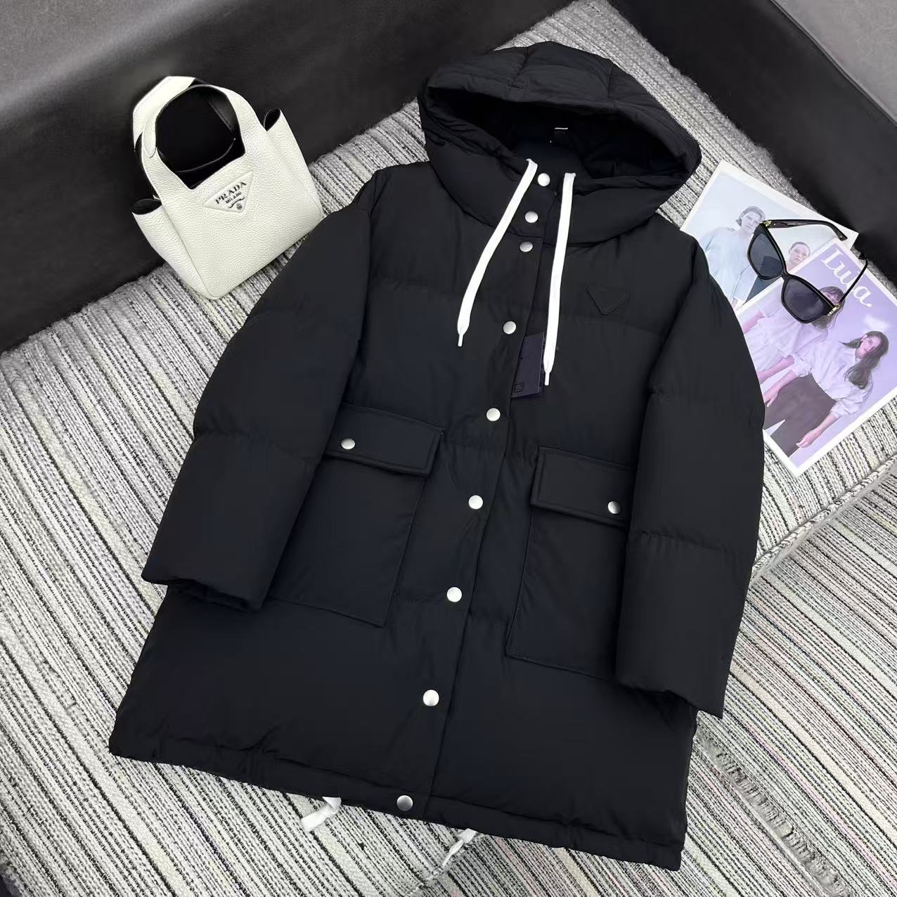 Prada 2025 Long Jacket Re-Nylon Down 322412