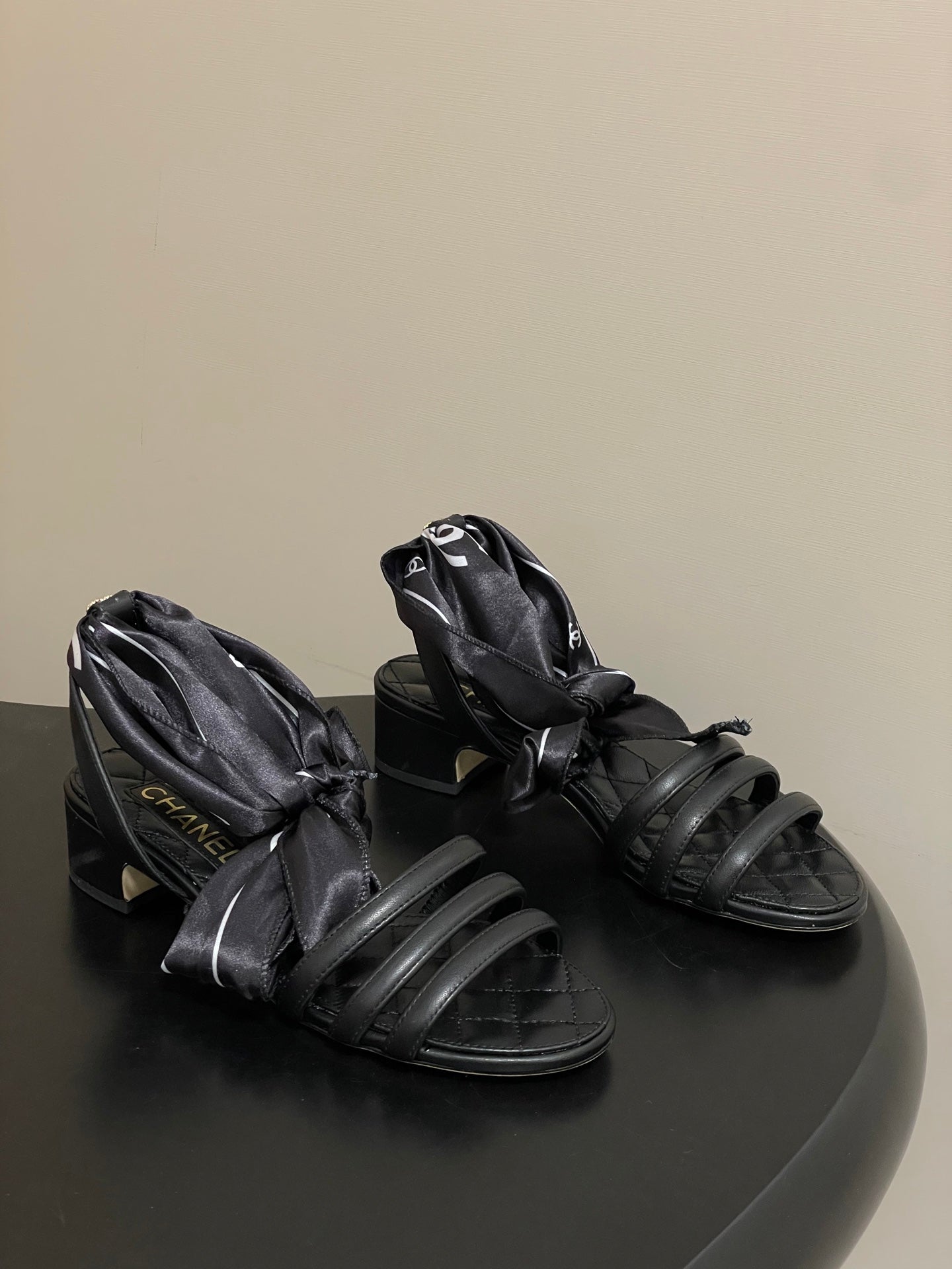 CC 26 Quilted Sandal 30mm With Scarf Sheepskin