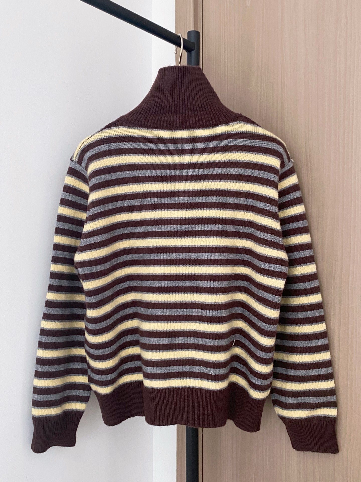 Prada 2025  Two-Tone Cardigan Brown and White Wool