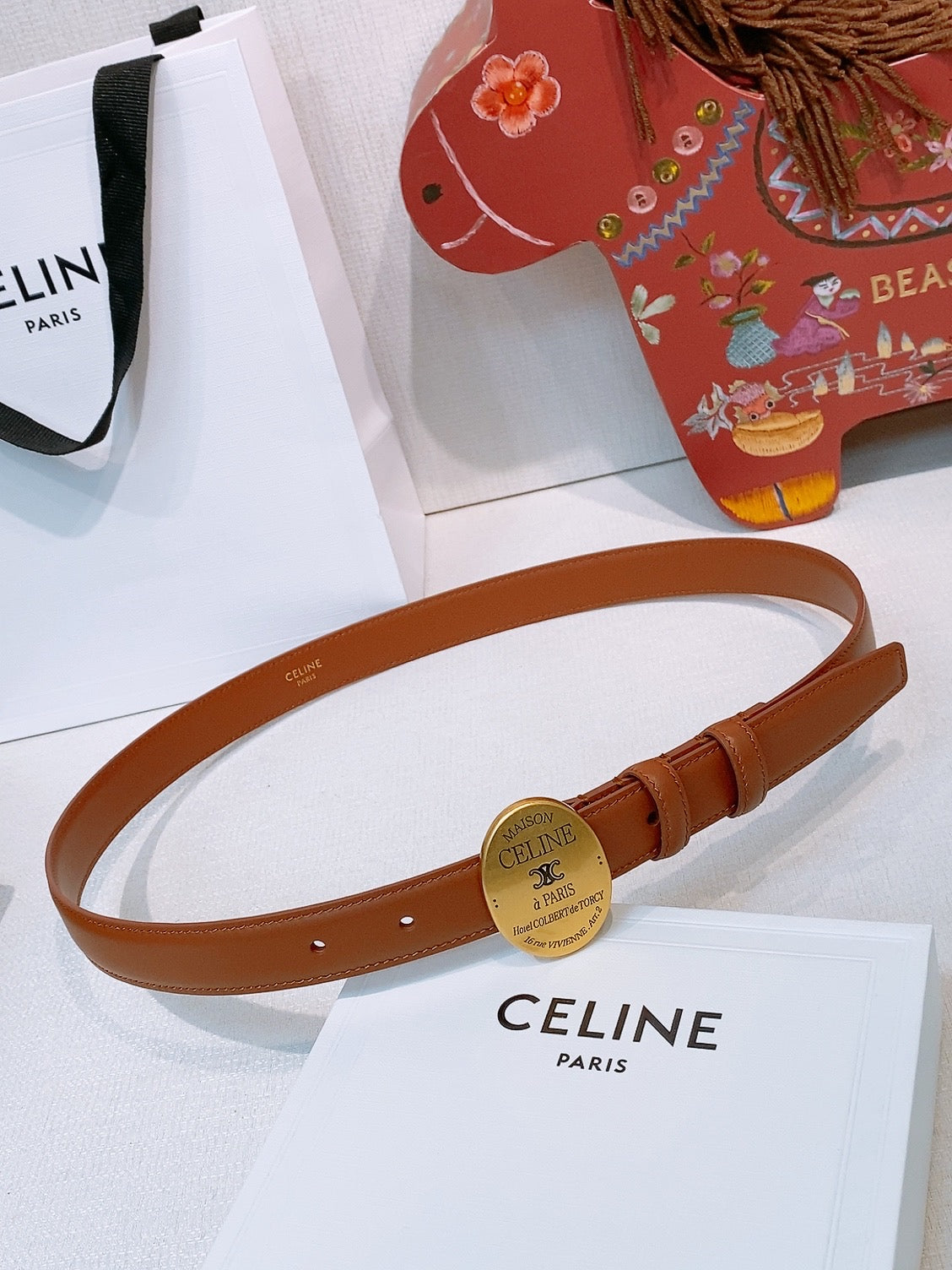 Celine 4.5cm Belt Buckle 2.5cm Width Leather 2