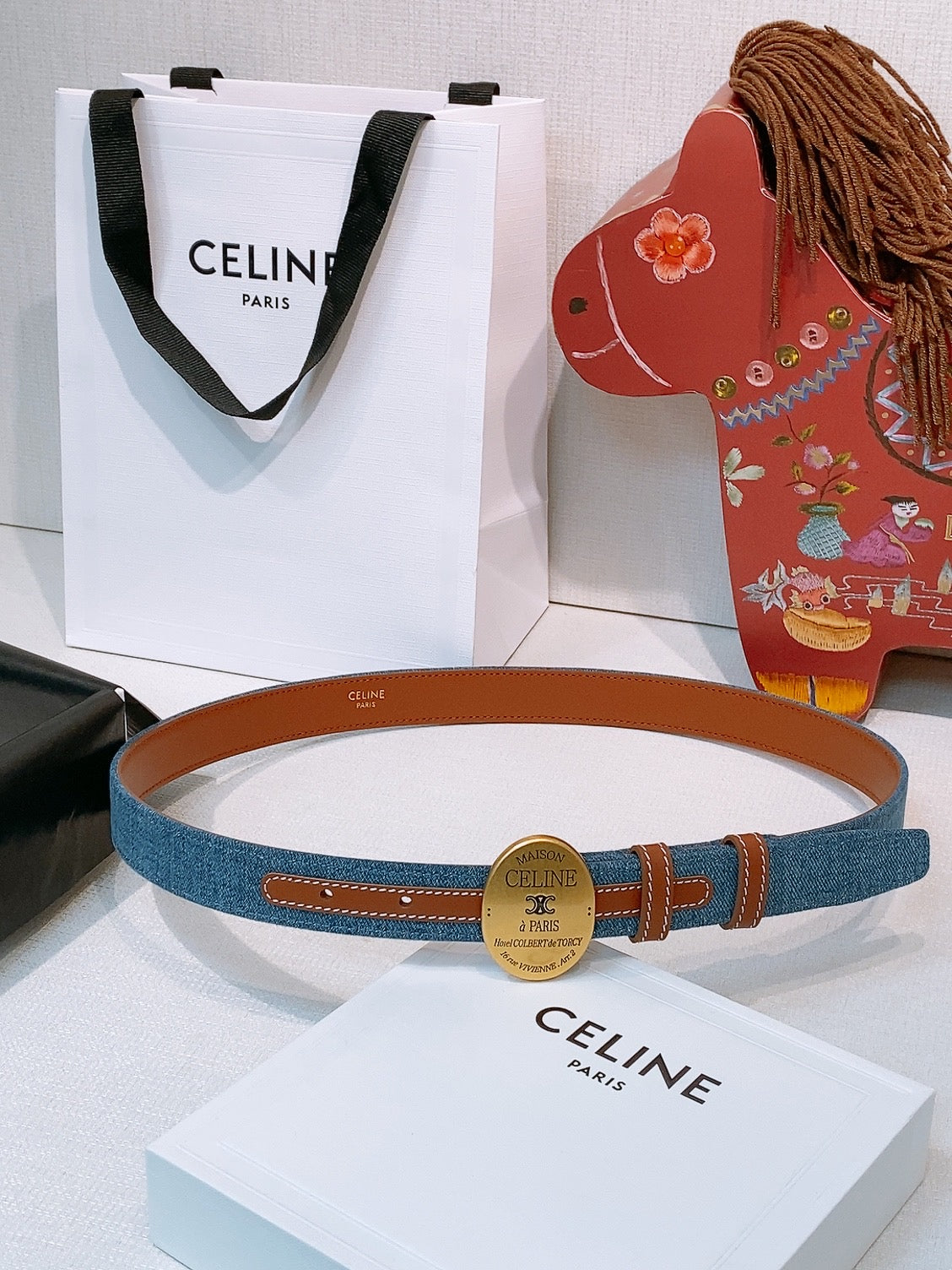 Celine 4.5cm Belt Buckle 2.5cm Width Leather 2