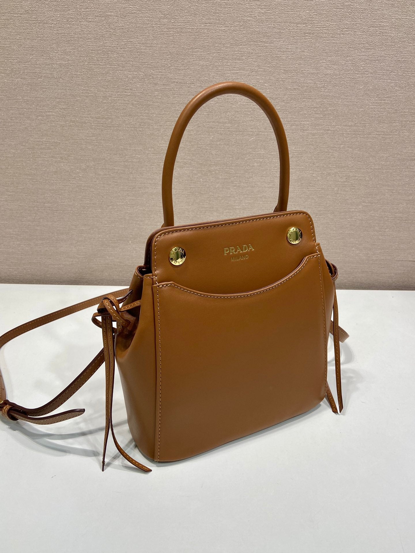 Prada 2026 Carry Bag 21cm Black White Brown Calfskin 351841