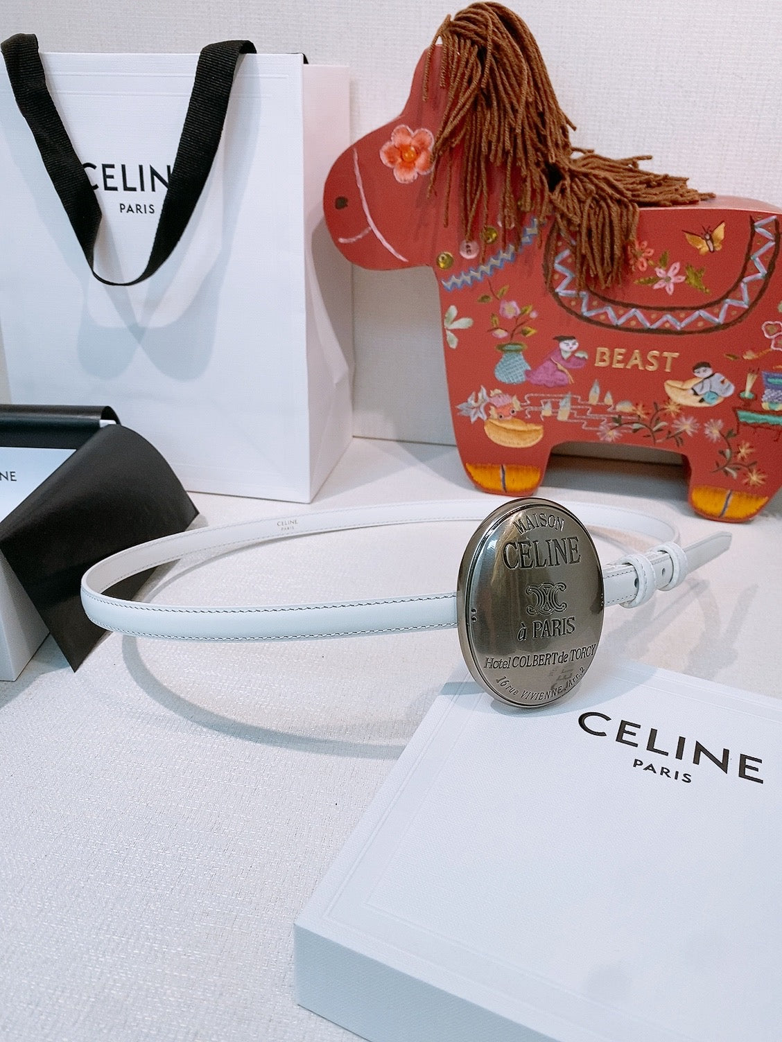 Celine 7.5cm Belt Buckle 1.3cm Width Calfskin