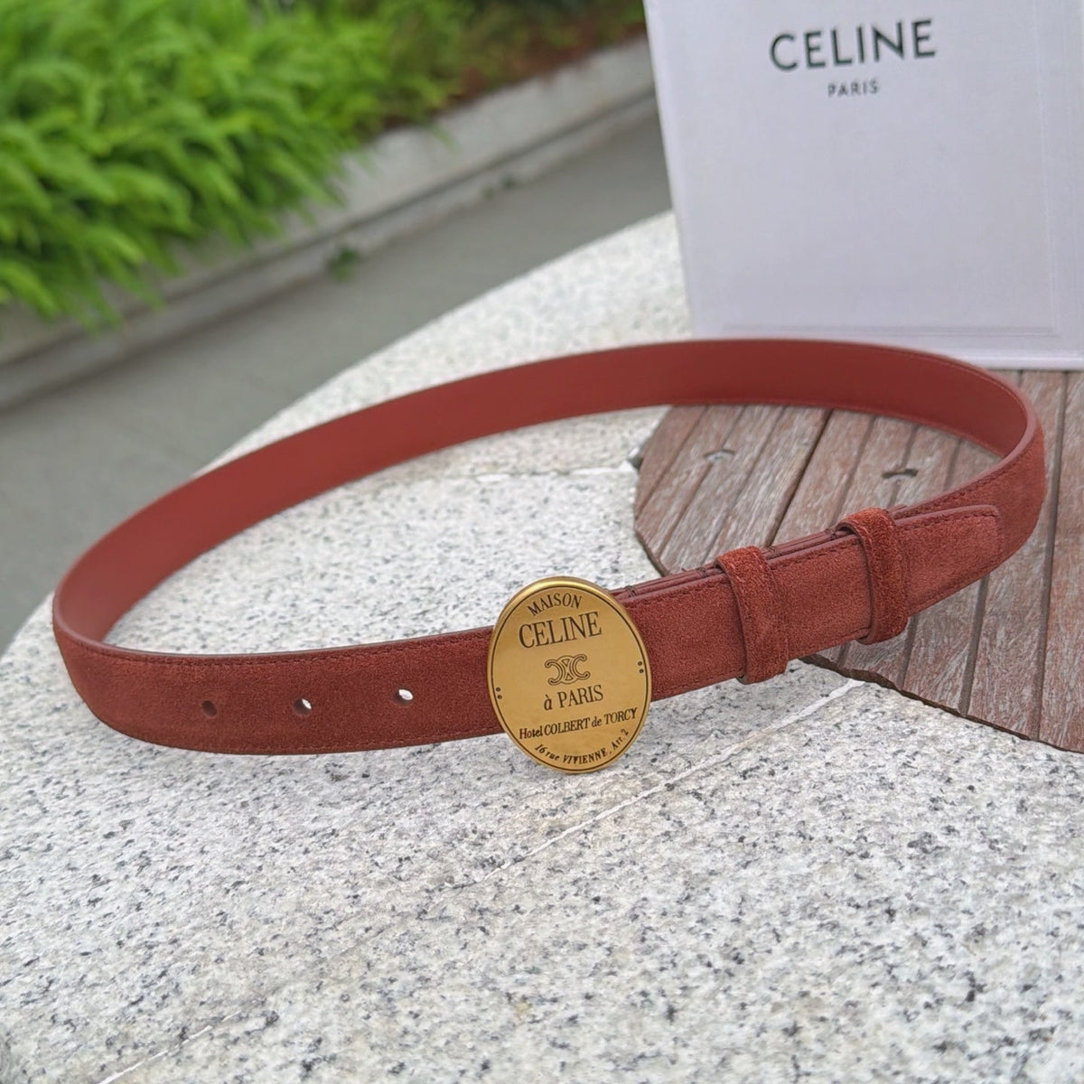Celine 4.5cm Belt Buckle 2.5cm Width Suede Leather