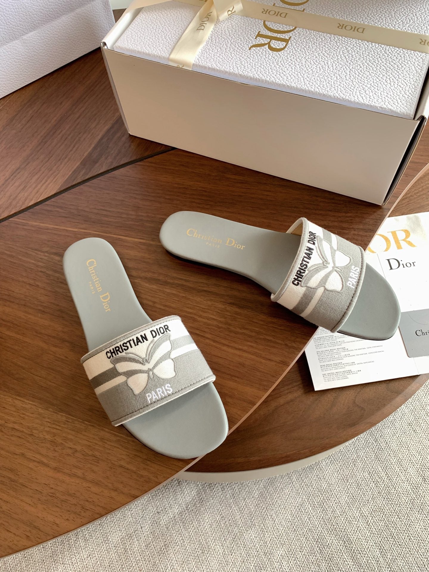Dior 2026 Butterfly Embroidered Slipper Canvas 878189