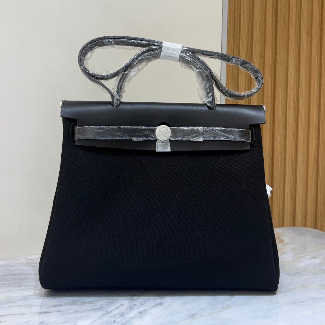 High-end Hermes 2026 Herbag Zip 31cm Black Hunter Leather And Canvas