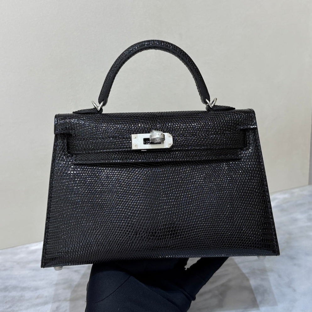 High-end Hermes 2026 Mini Kelly II 19cm Bag Lizard Skin