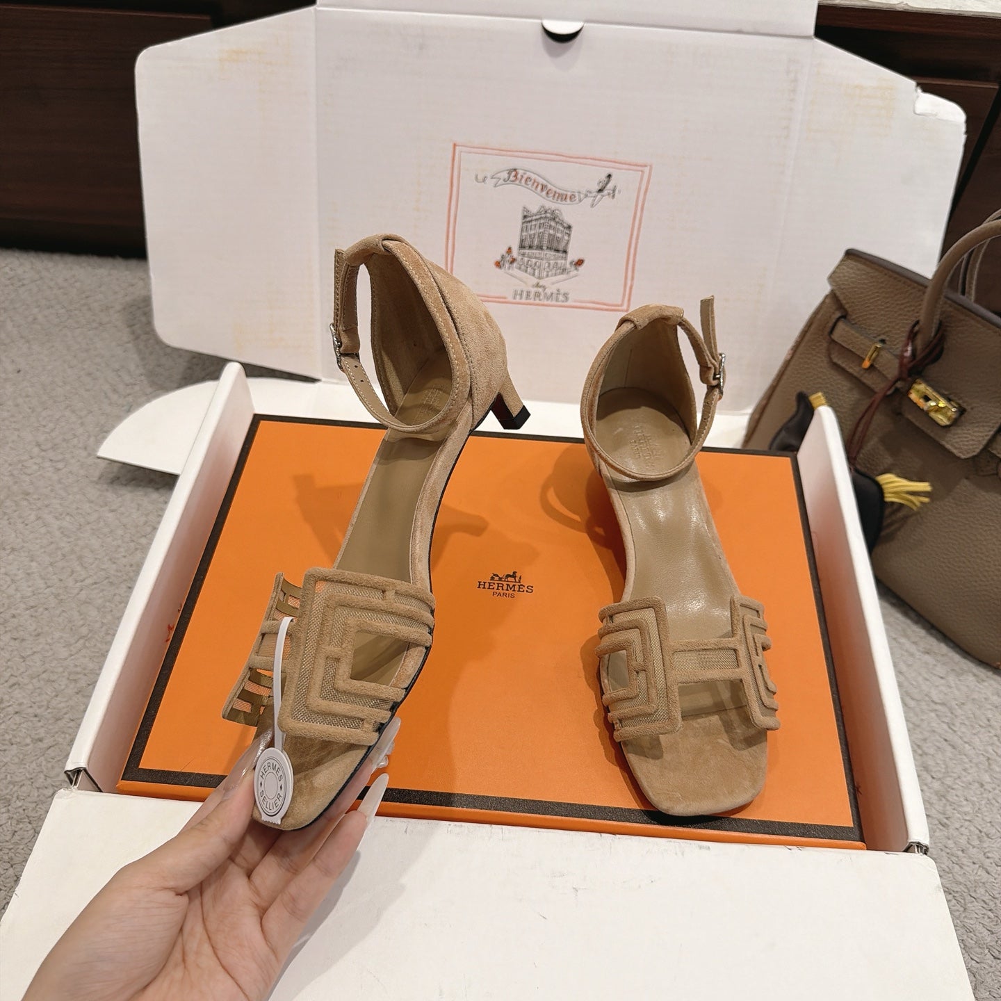 Hermes 2026 Joy Sandal Suede Mesh 898416
