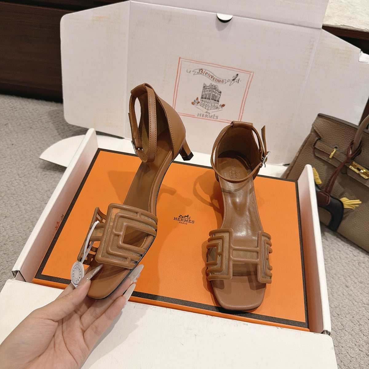 Hermes 2026 Oran Sandal Suede Mesh 898415