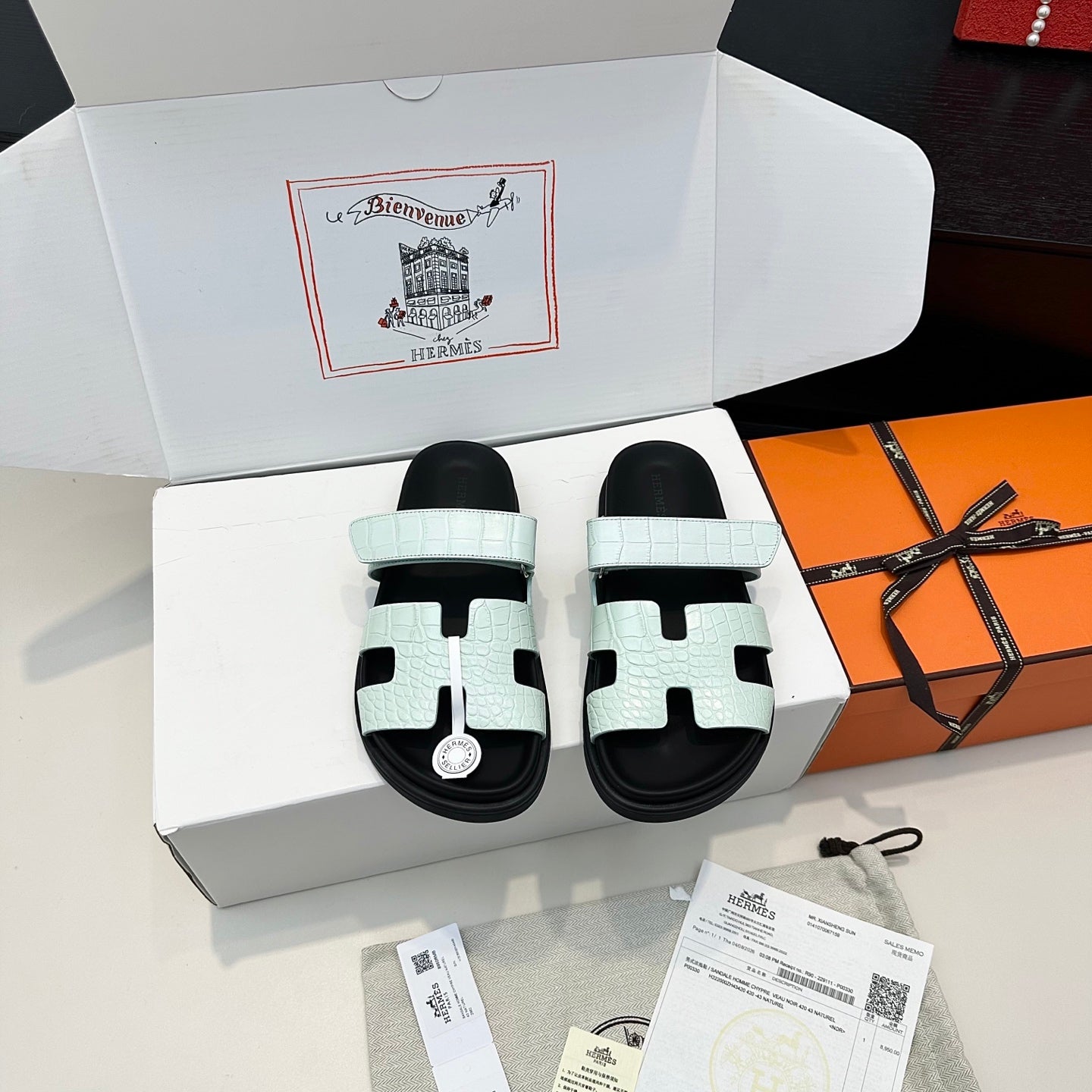 Hermes 2026 Chypre Sandal Crocodile-patterned Cowhide 969065
