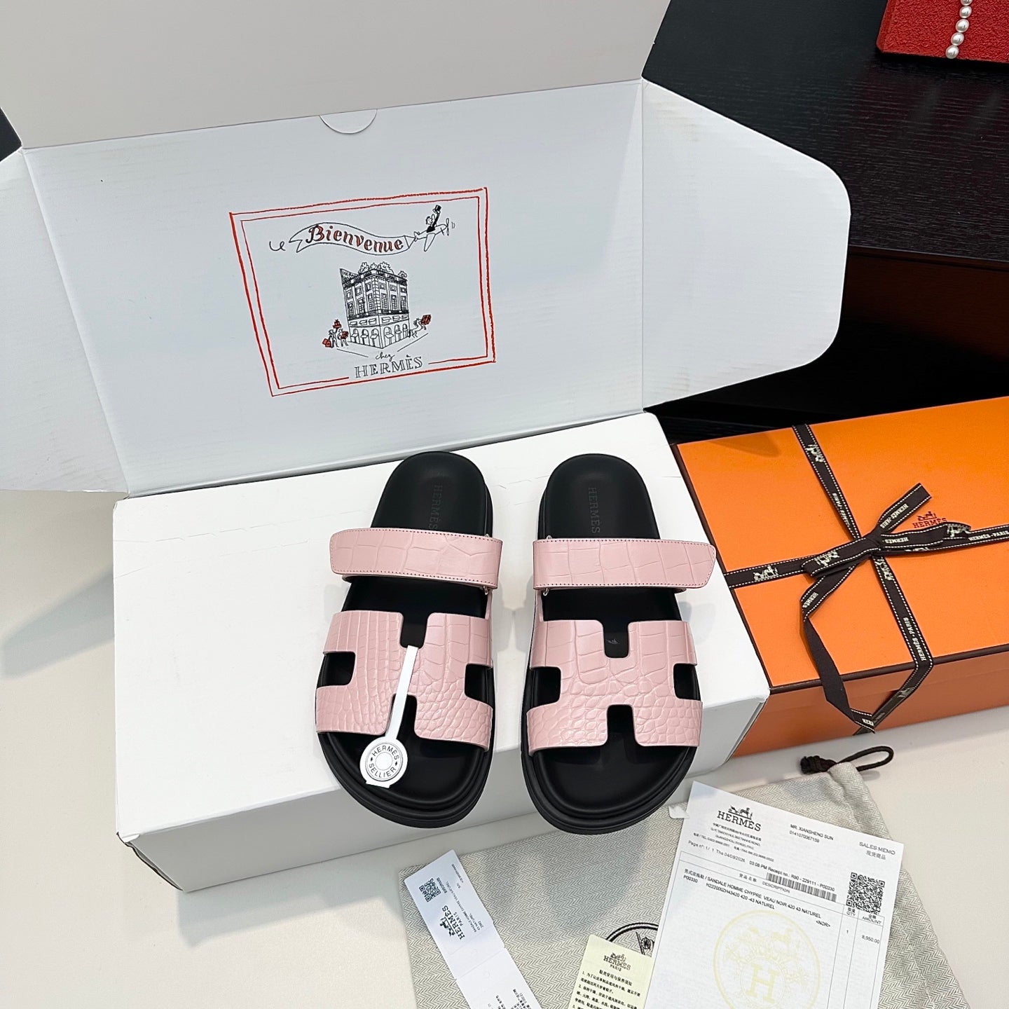 Hermes 2026 Chypre Sandal Crocodile-patterned Cowhide 969065