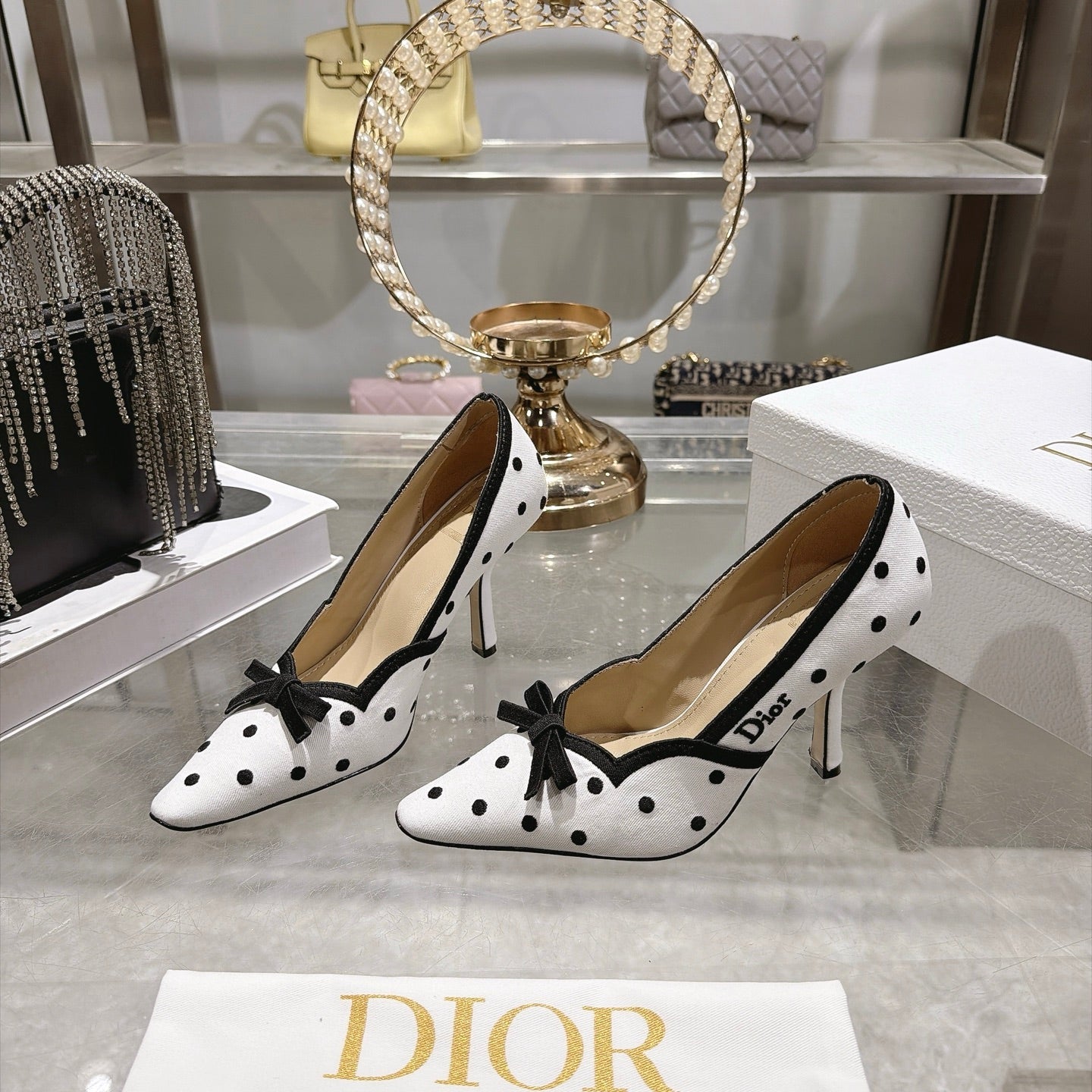 Dior 2026 Embroidered Romance Pumps 85mm Cotton 951396
