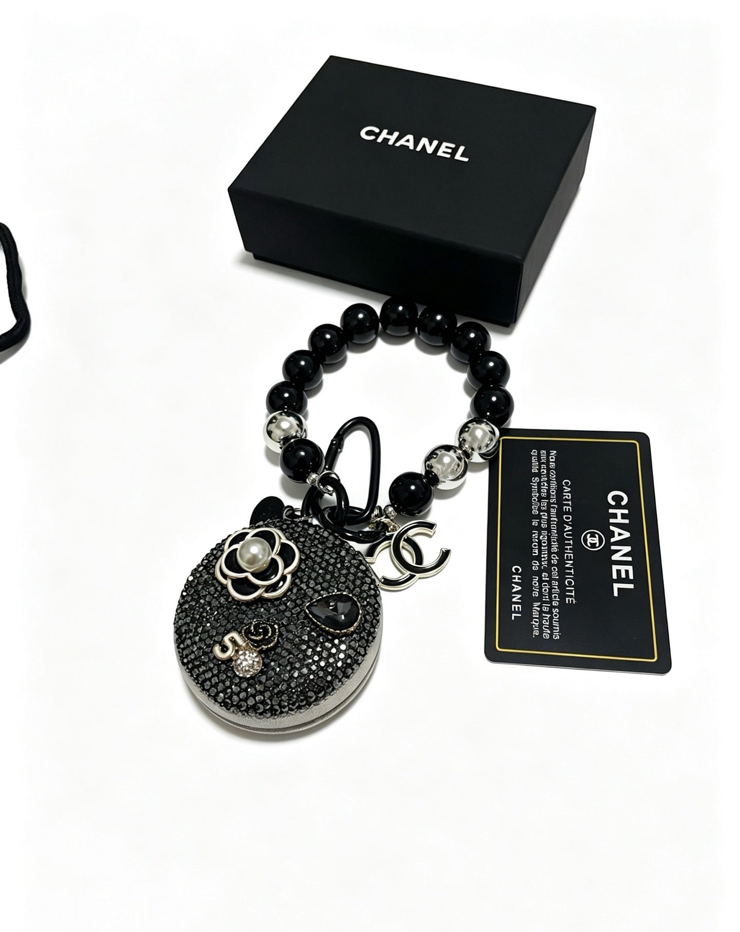 Chanel Rhinestone Camellia Mirror Charm