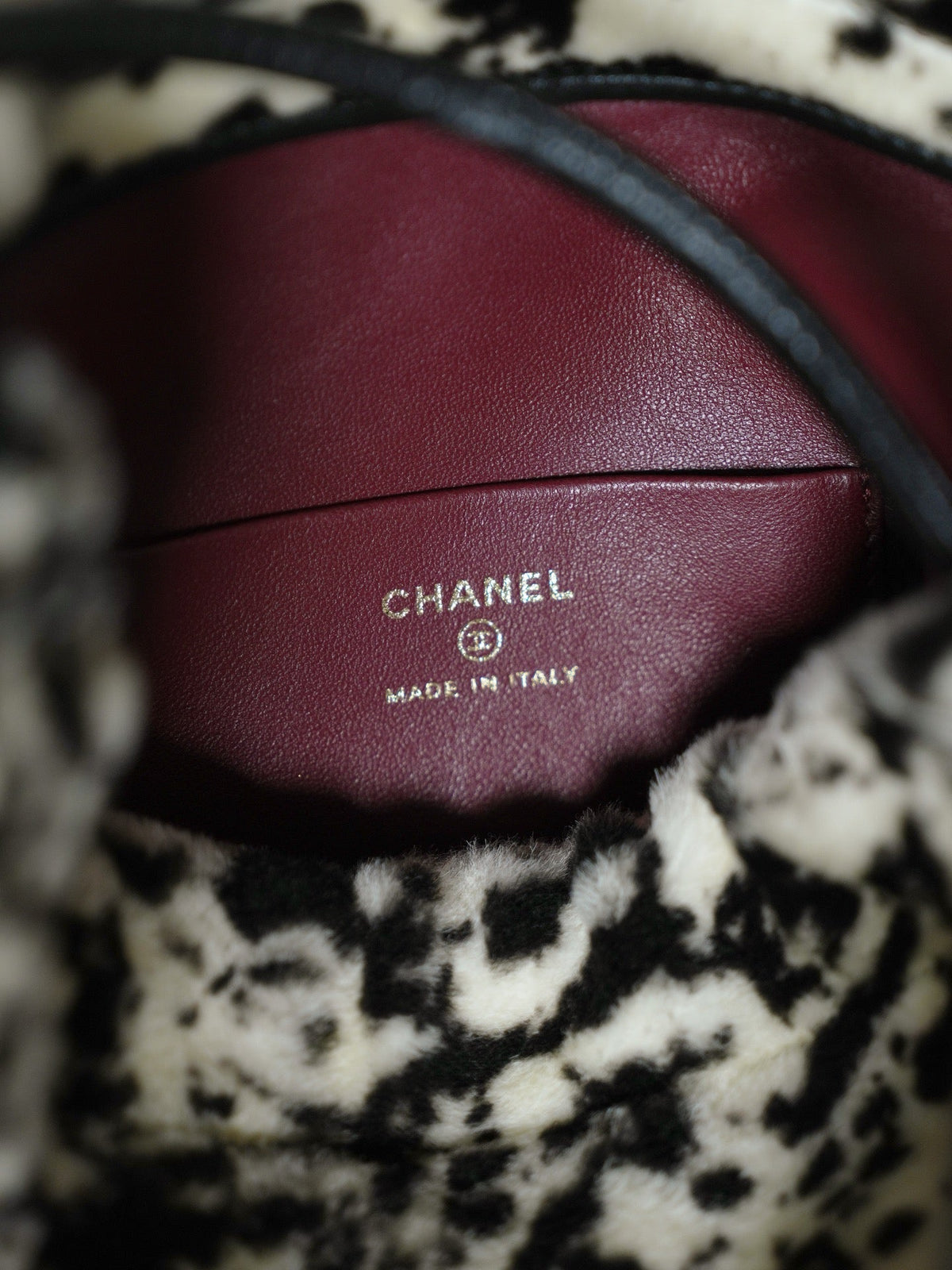 Chanel 2026 Pony Hair Printed Chic Lady Shoulder Bag Black White Wool