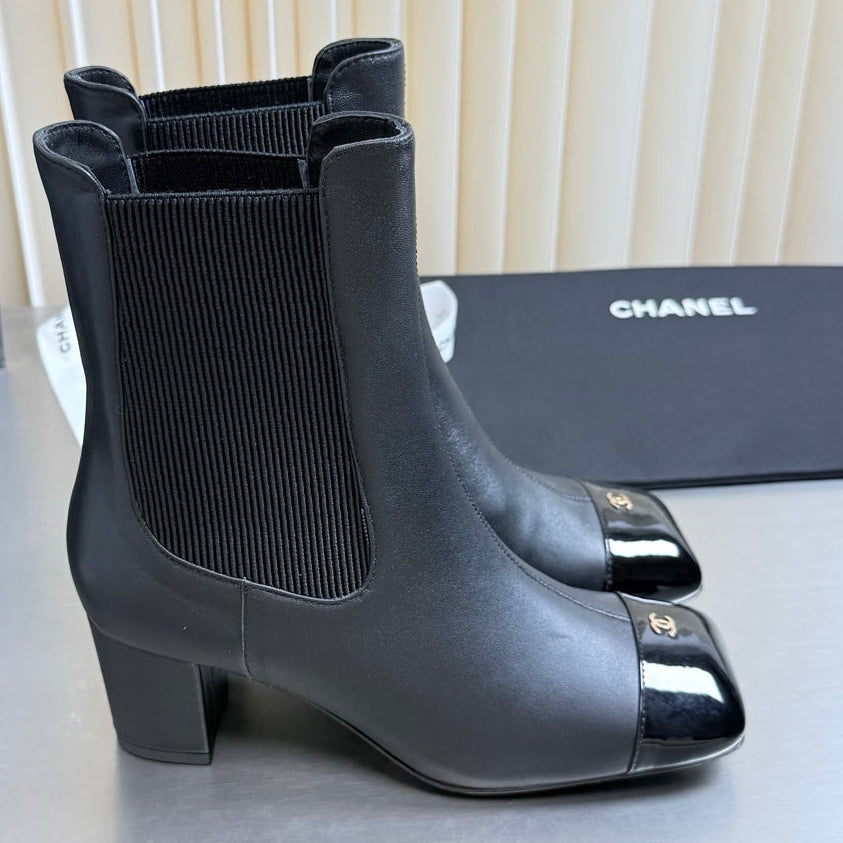 Chanel 2026 Double C Logo Ankle Boots Suede Leather 123400