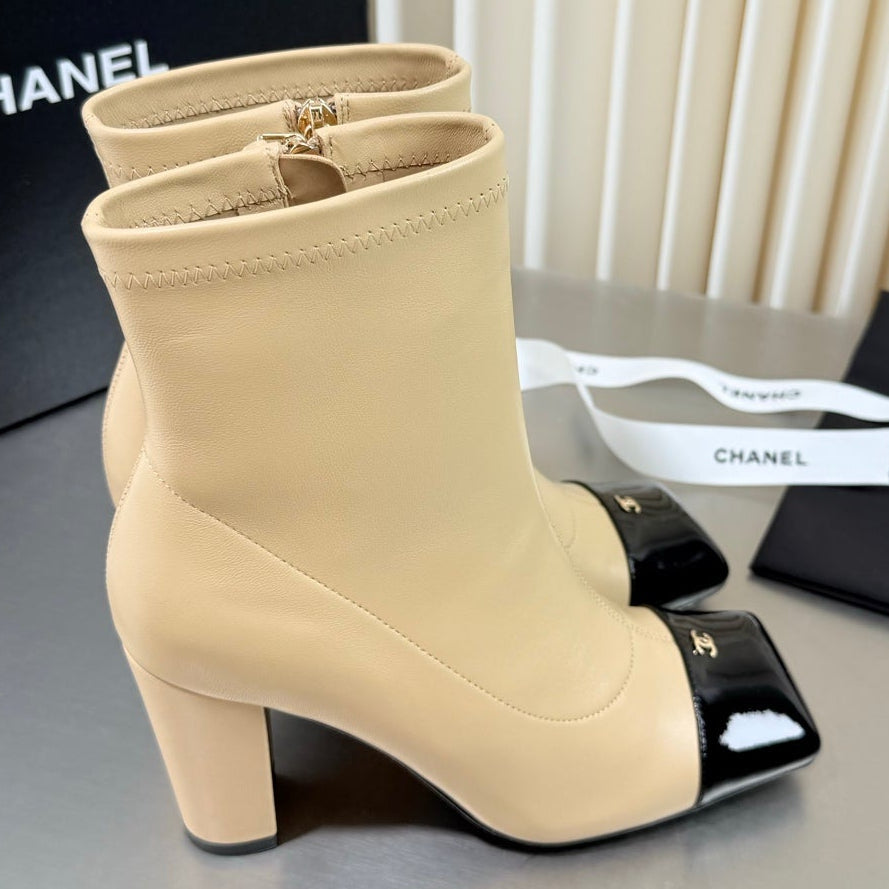 Chanel 2026 Square Toe Ankle Boots 75mm Leather 123426