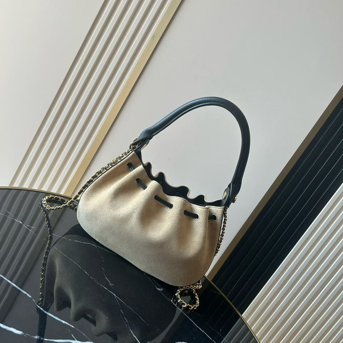 Chanel 2026 Small Hobo Bag 24cm Suede Leather