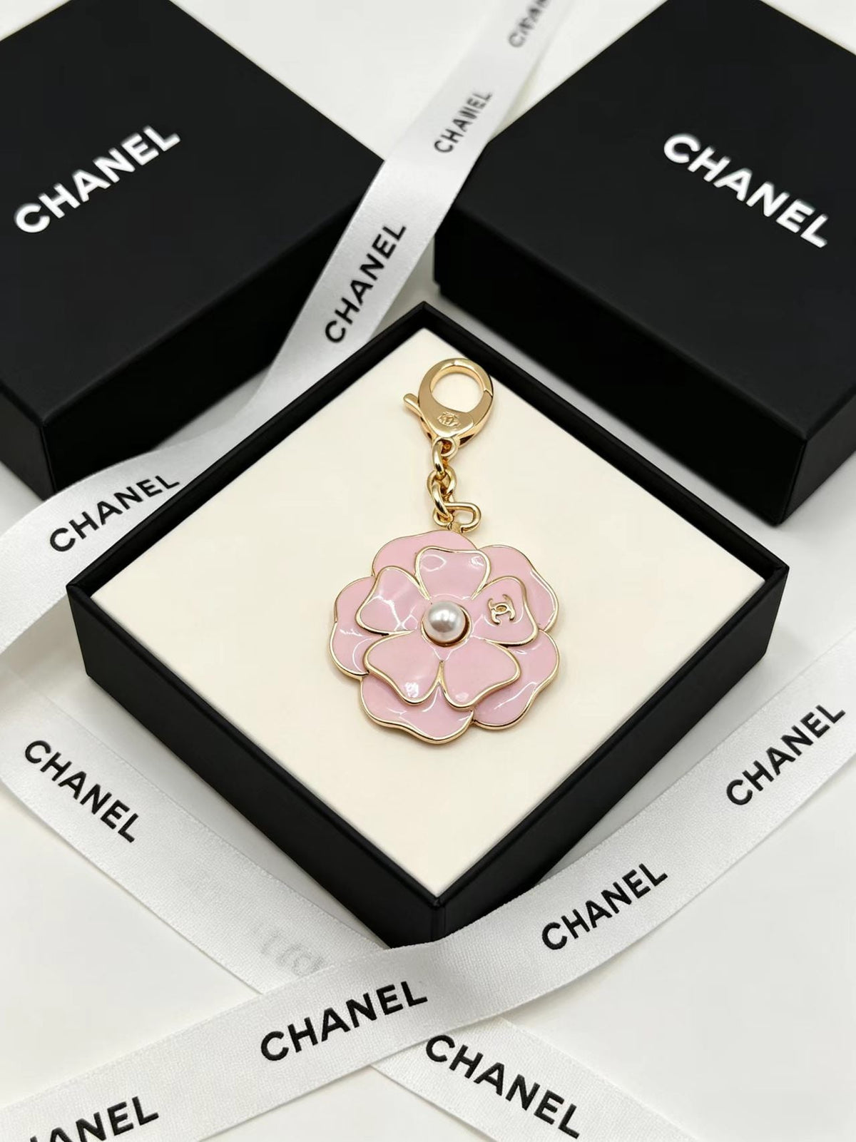 Chanel Camellia Charm With Pearl Accent