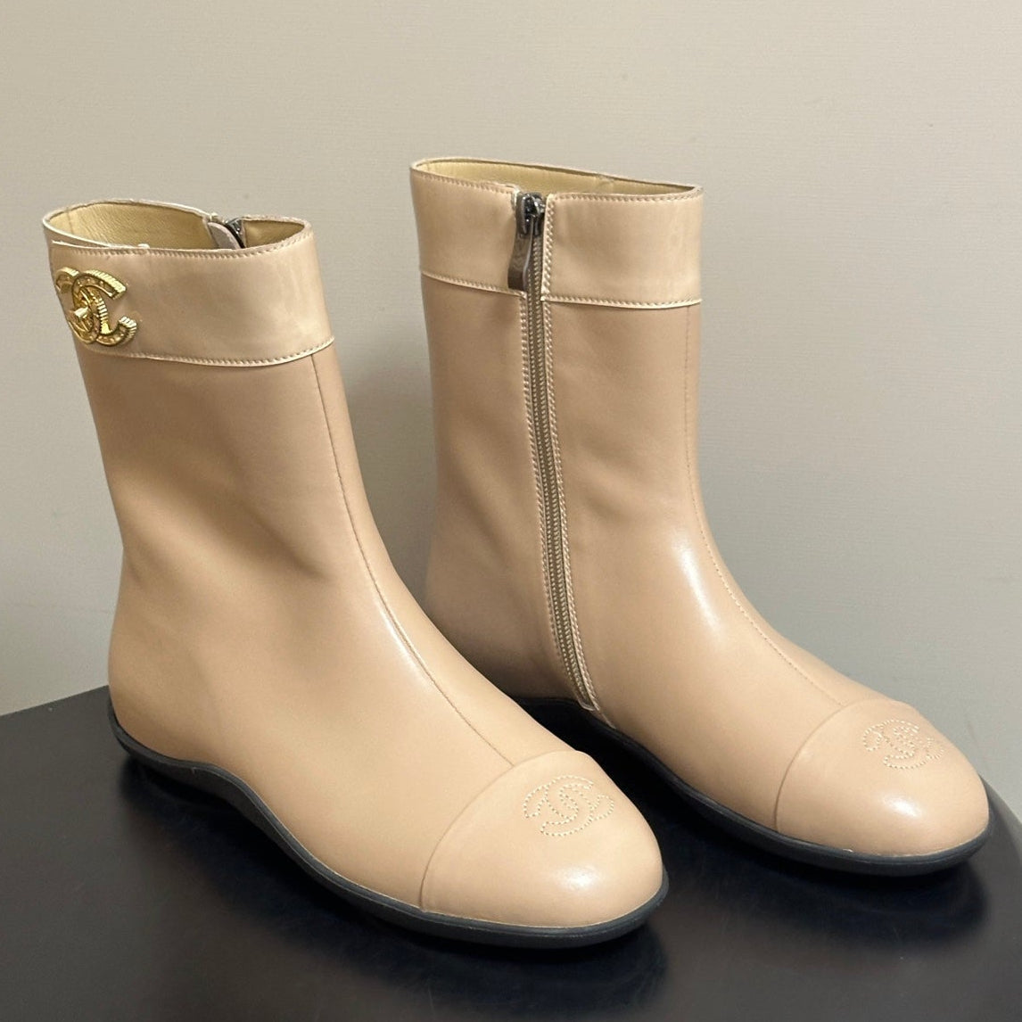 Chanel 2026 Flat Ankle Boots Cowhide 185642