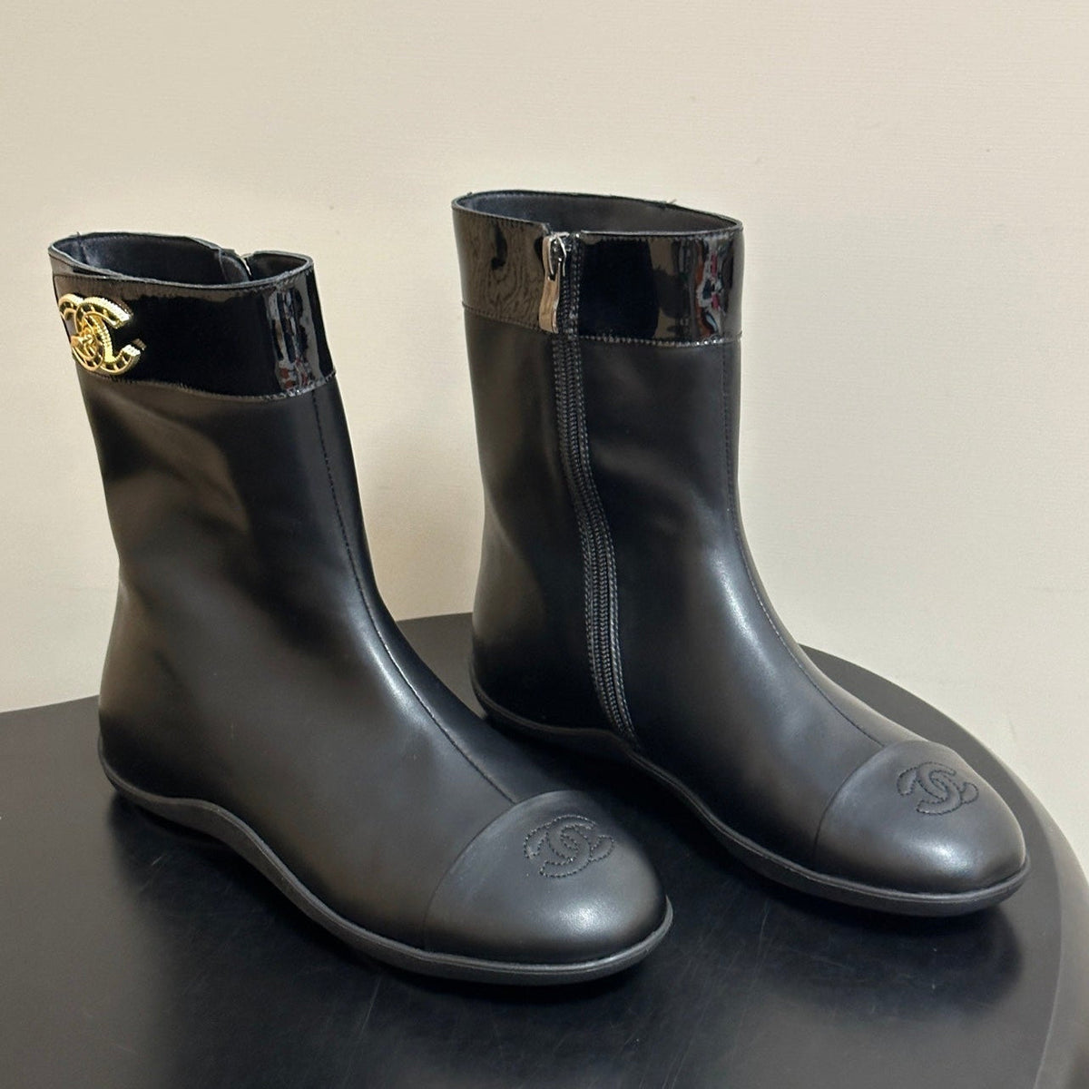 Chanel 2026 Flat Ankle Boots Cowhide 185642