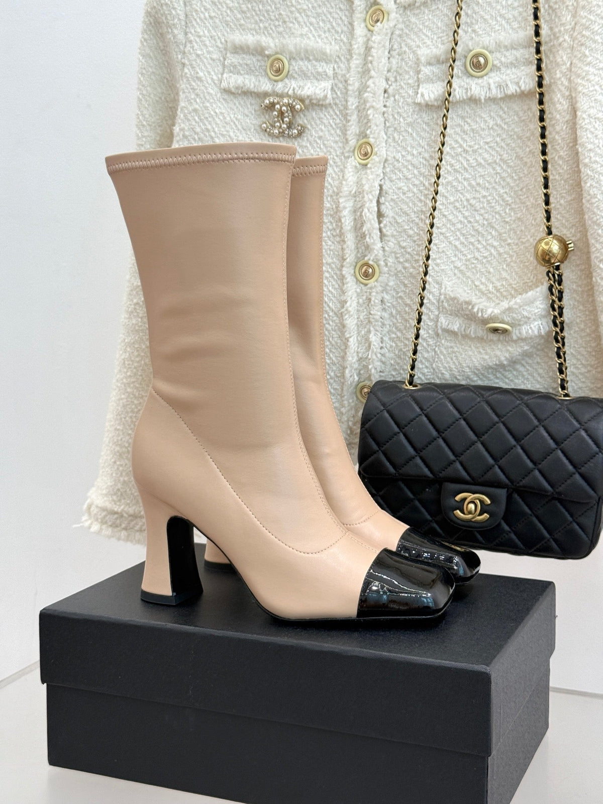 Chanel 2026 Two-Tone Boots 85mm Suede Leather 188517