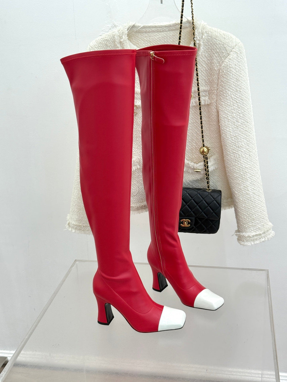 Chanel 2026 Two-Tone Boots 85mm Suede Leather 188517