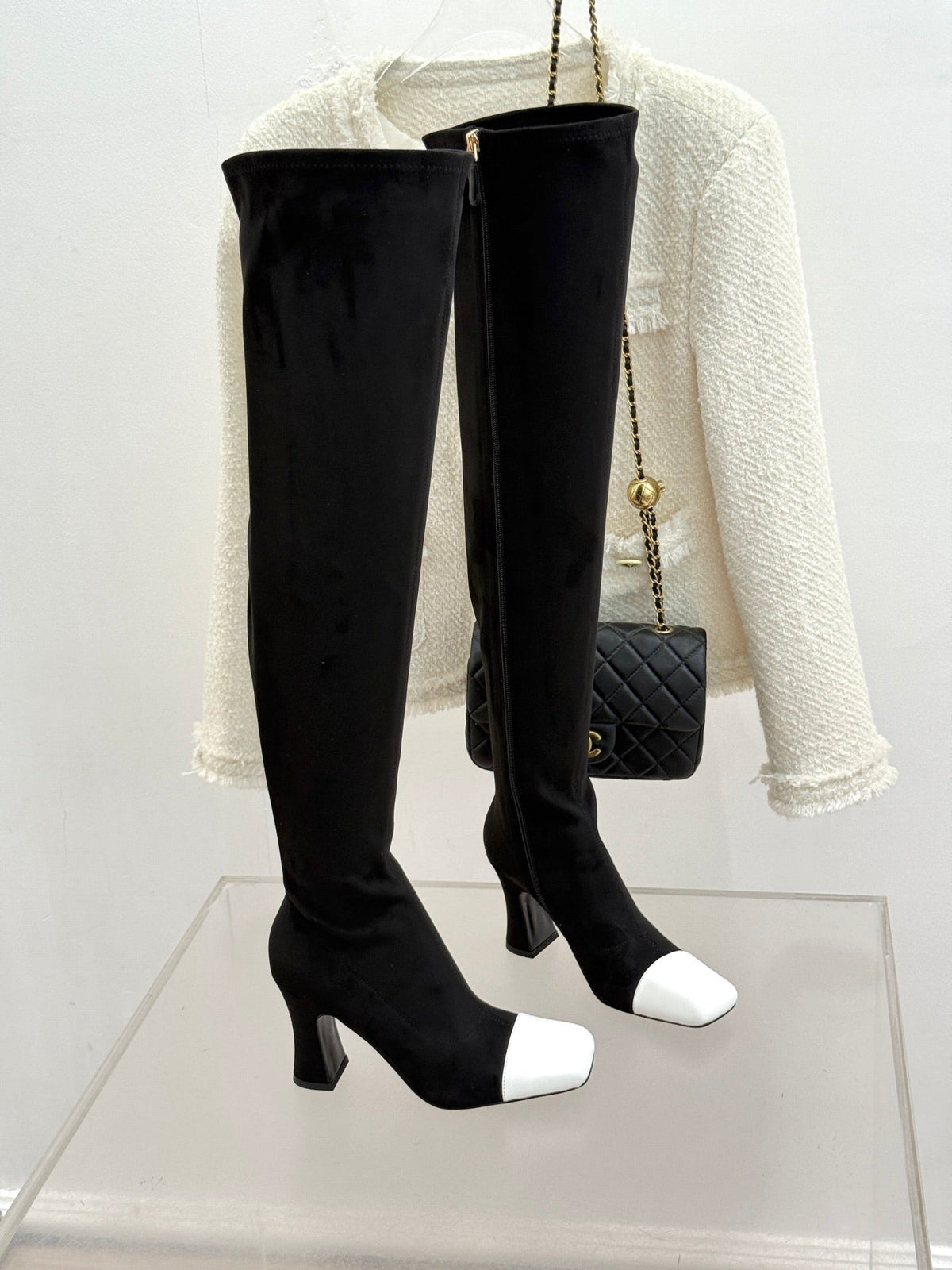 Chanel 2026 Two-Tone Boots 85mm Suede Leather 188517