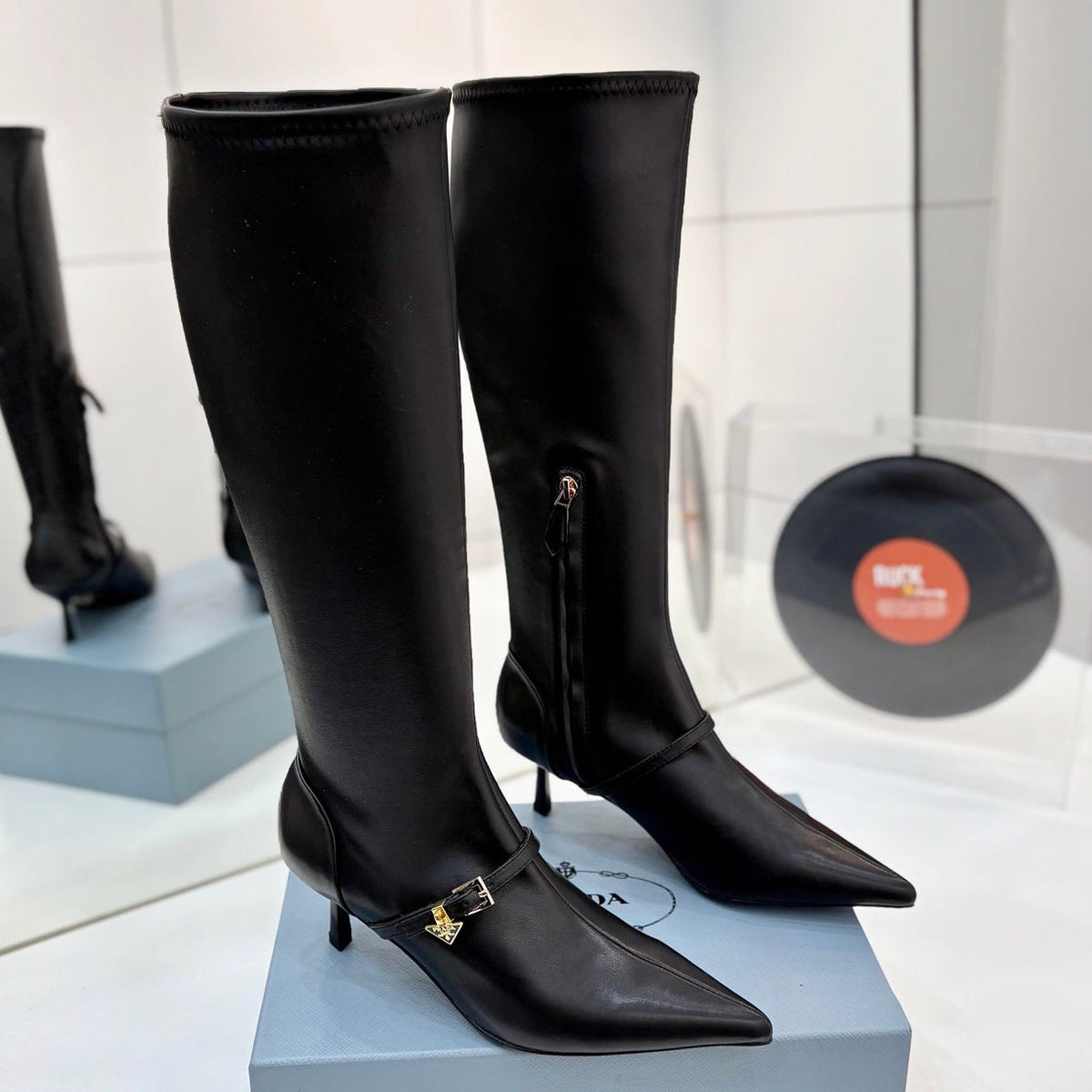 Prada 2026 Pointed Toe Boots 55mm Sheepskin 166180