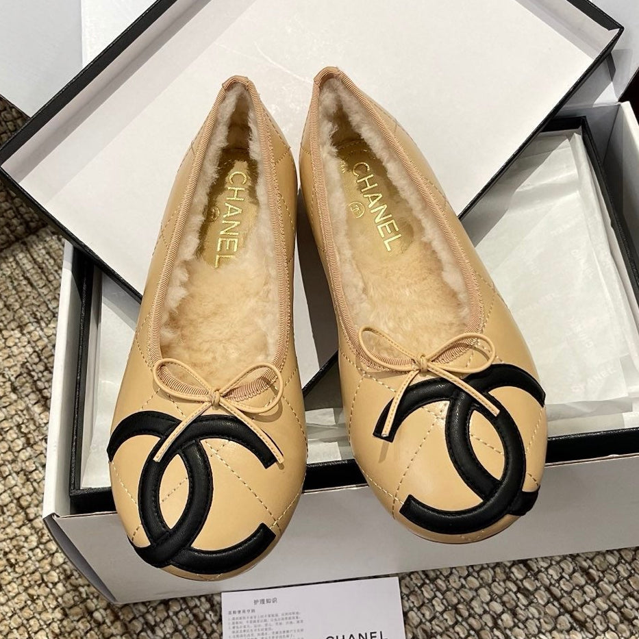Chanel 2026 Quilted CC Cambon Ballet Flat Leather Wool 175442