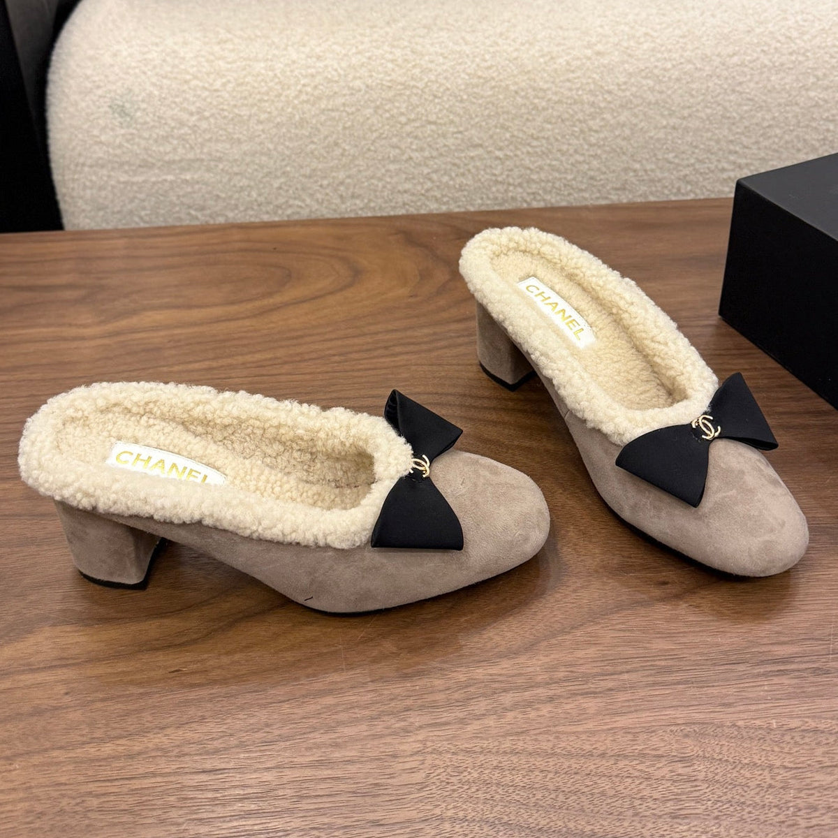 Chanel 2026 Bow Mule 65mm Suede Leather Wool 173180