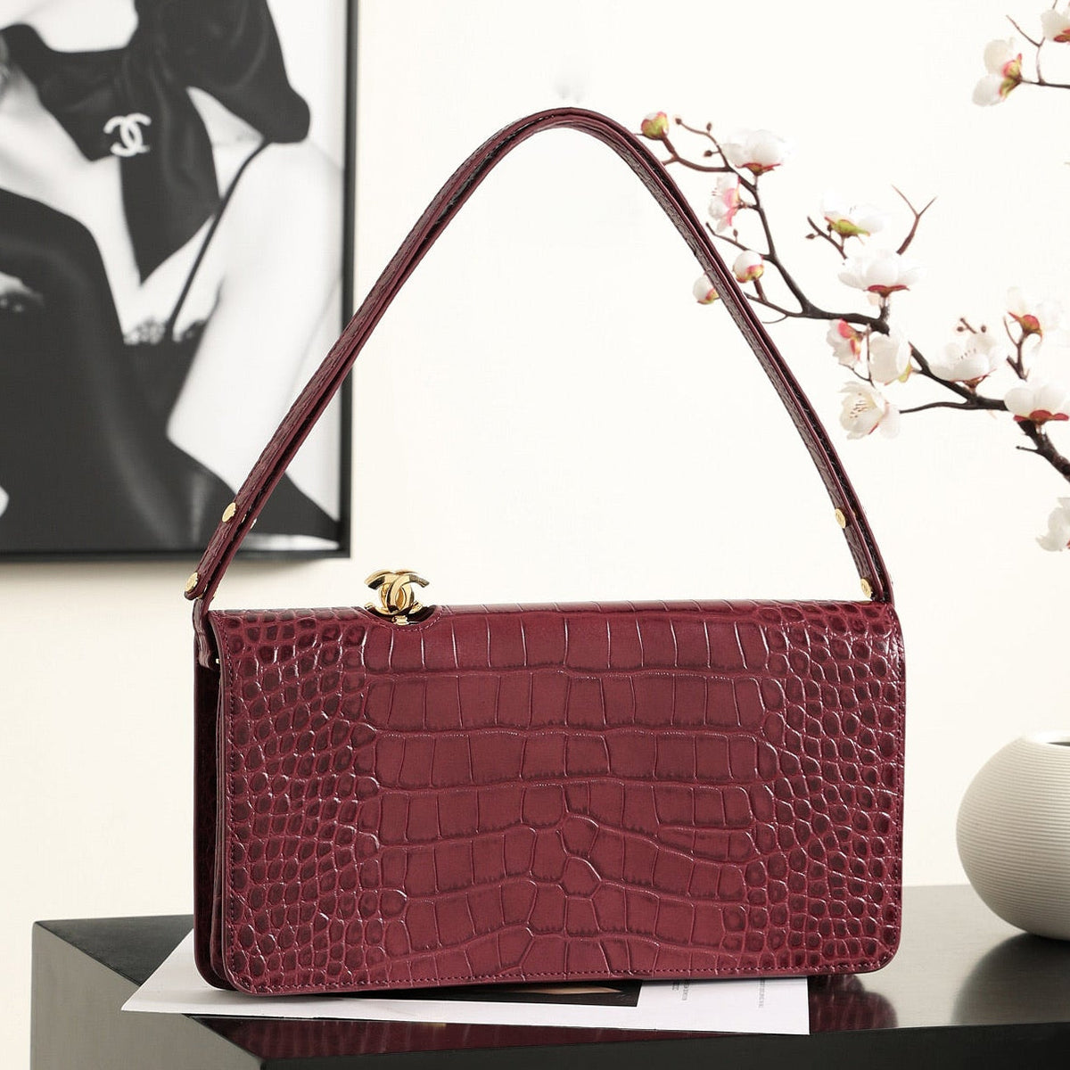 Chanel 2026 Vanity Clutch Bag 30cm Crocodile Embossed Leather