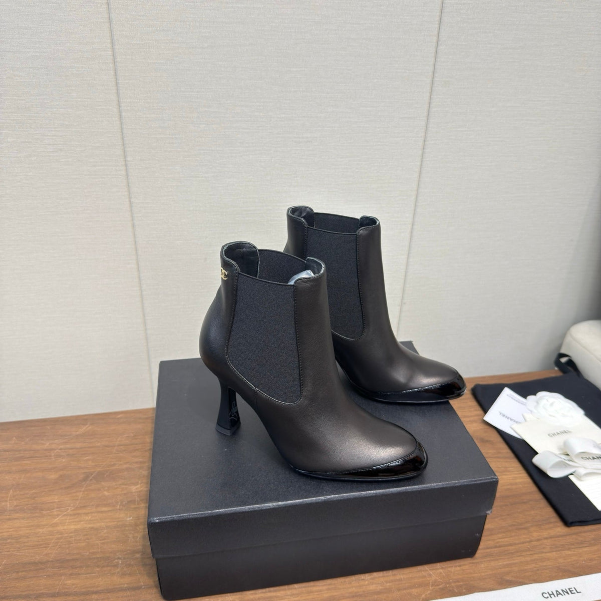 Chanel 2026 Two Tone Ankle Boots 85mm Leather 194819