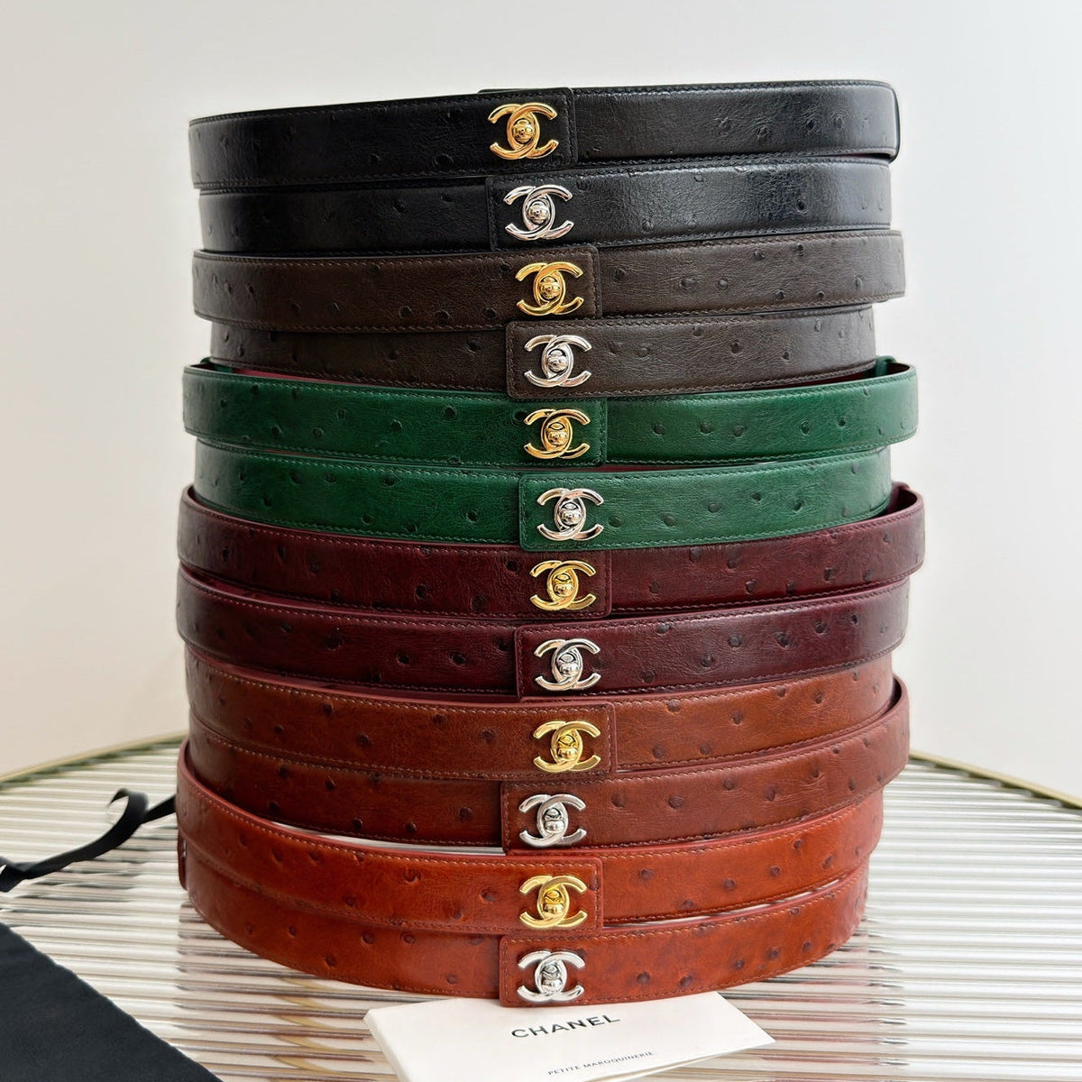 Chanel 2026 CC Logo Turn-Lock Belt 25mm Leather 219814