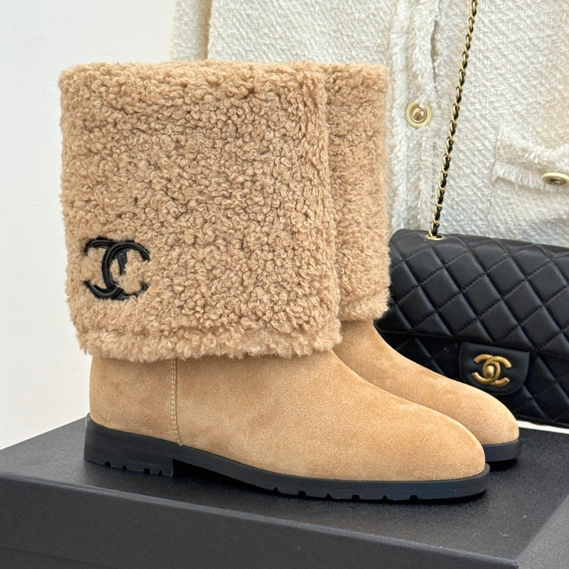 Chanel 2026 Ankle Boots Suede Leather Wool 188554