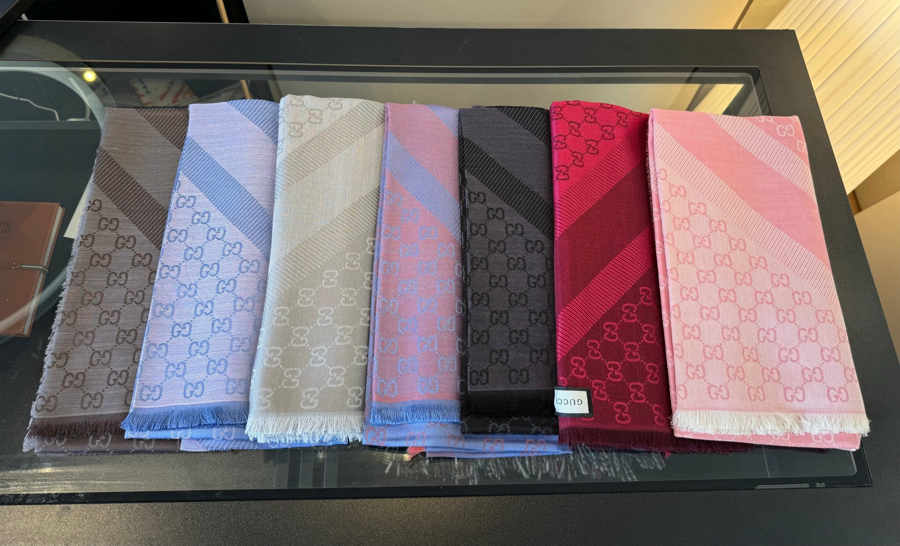 GG Scarf 140CM Periwinkle Blue Twill Silk 293462