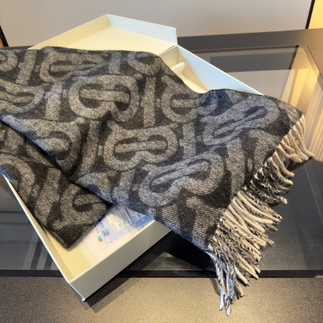 BBR Long Scarf 200CM Beige Gray Black Cashmere 293425