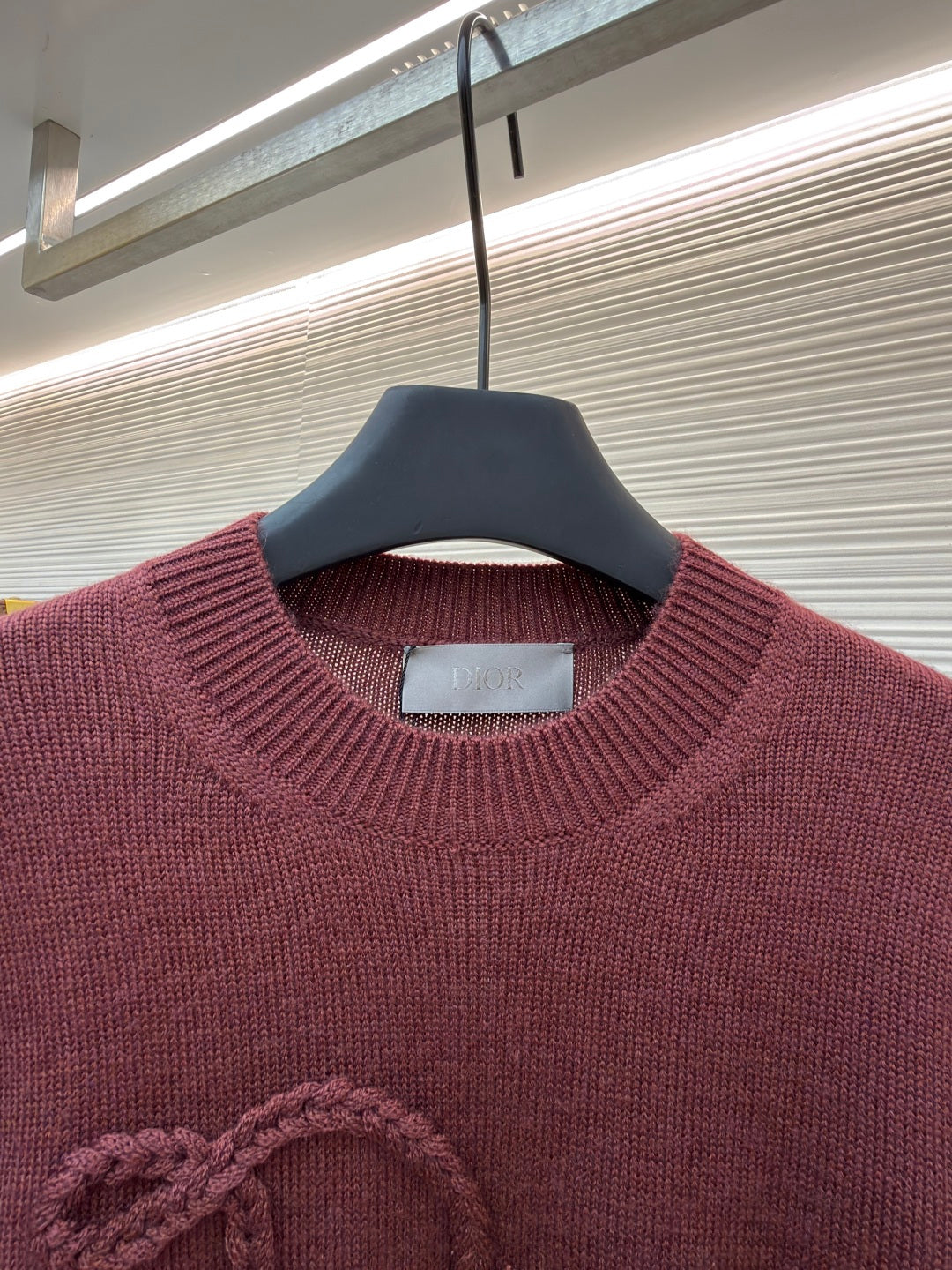 Dior 2025 Ribbon Knit Sweater Burgundy Wool 746473