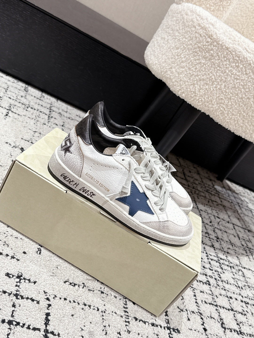 Golden Goose 2025 Star Sneaker Ivory Black mix Blue Cowhide 500614
