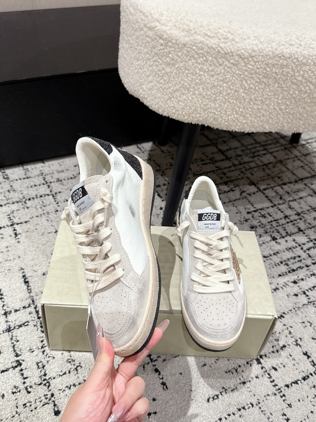 Golden Goose 2025 Star Sneaker Ivory Black mix Gold Suede Cowhide 500612