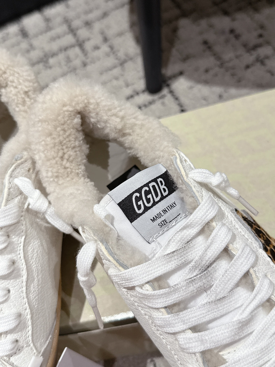 Golden Goose 2025 Star Sneaker White Black mix Leopard Wool Cowhide 500588