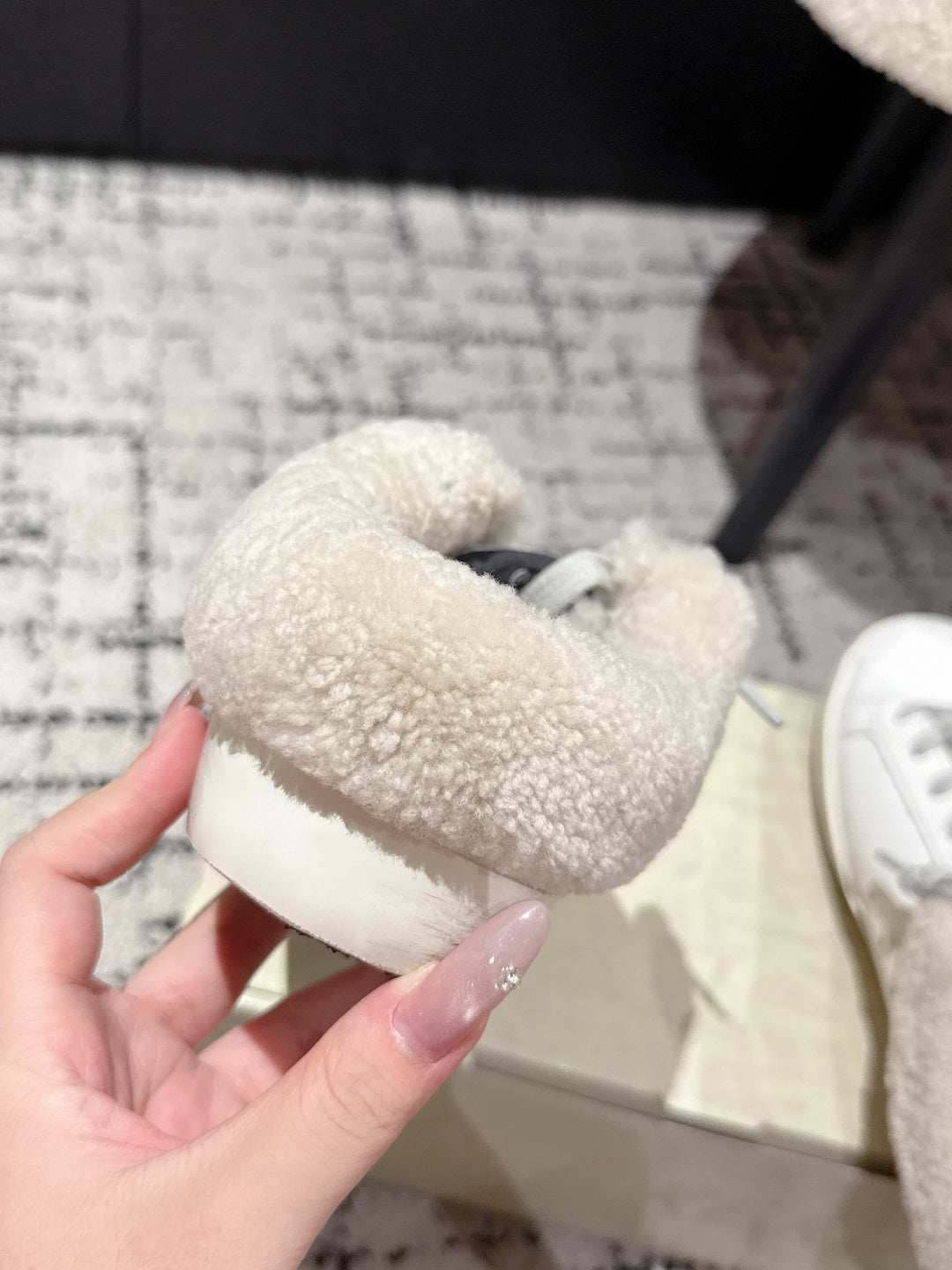 Golden Goose 2025 Star Sabot Shearling-lined Mule White Silver Cowhide Wool 500587