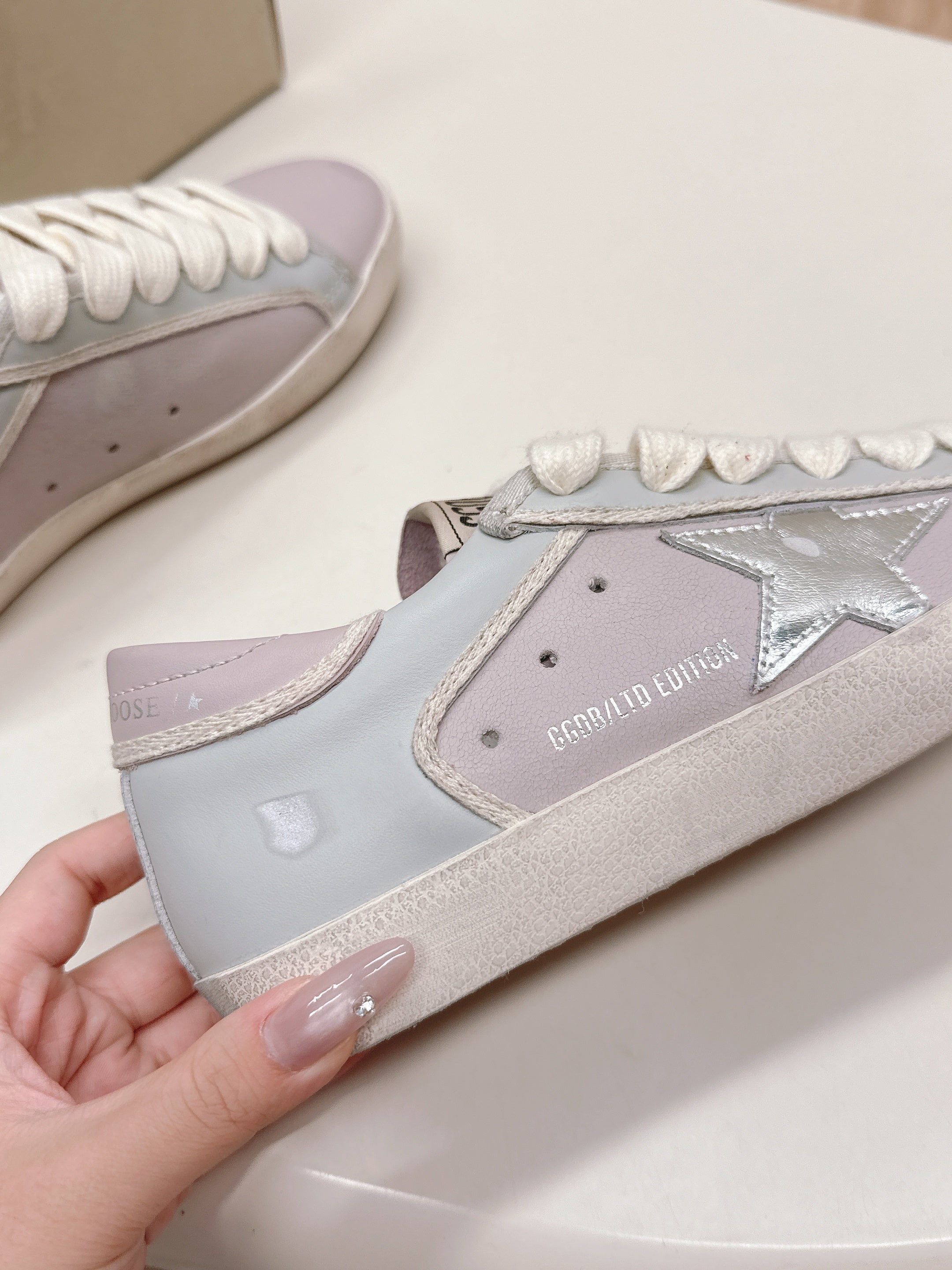Golden Goose 2025 Sneaker Light Purple Gray mix Silver Cowhide 426916