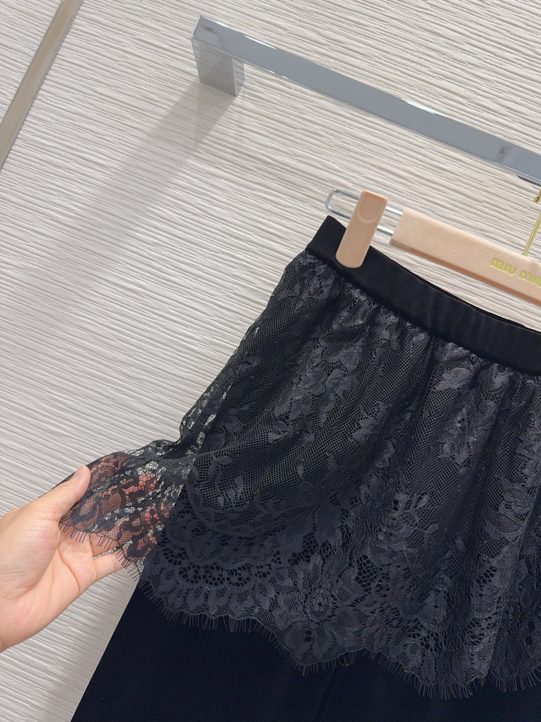 Miumiu 2026 Pant With Lace Black Velvet 827746