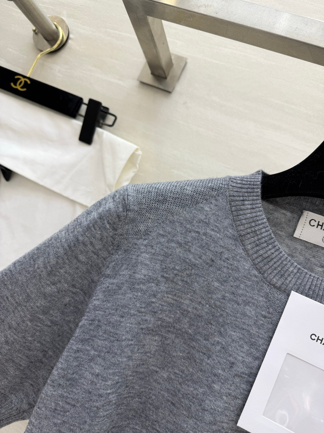 Chanel 2026 Knit Short-Sleeve Shirt Grey Wool 265009