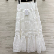 Celine 2026 Long Skirt White Linen Fabric 423411