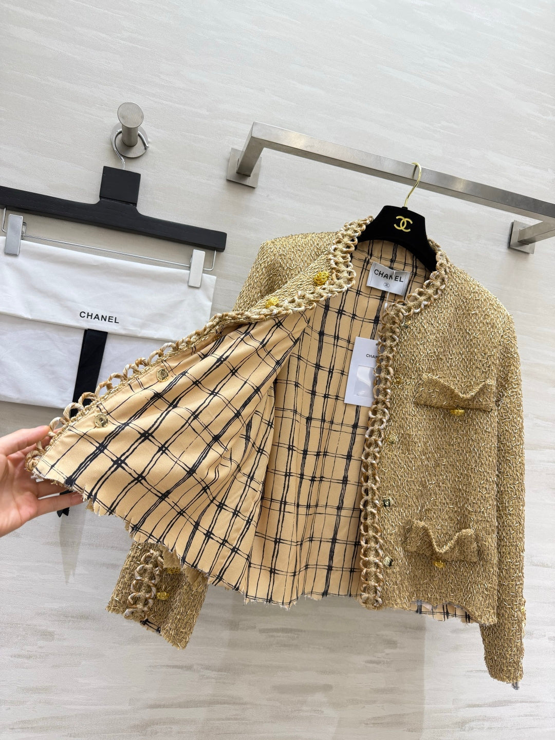 Chanel 2026 Bow Jacket Gold Tweed