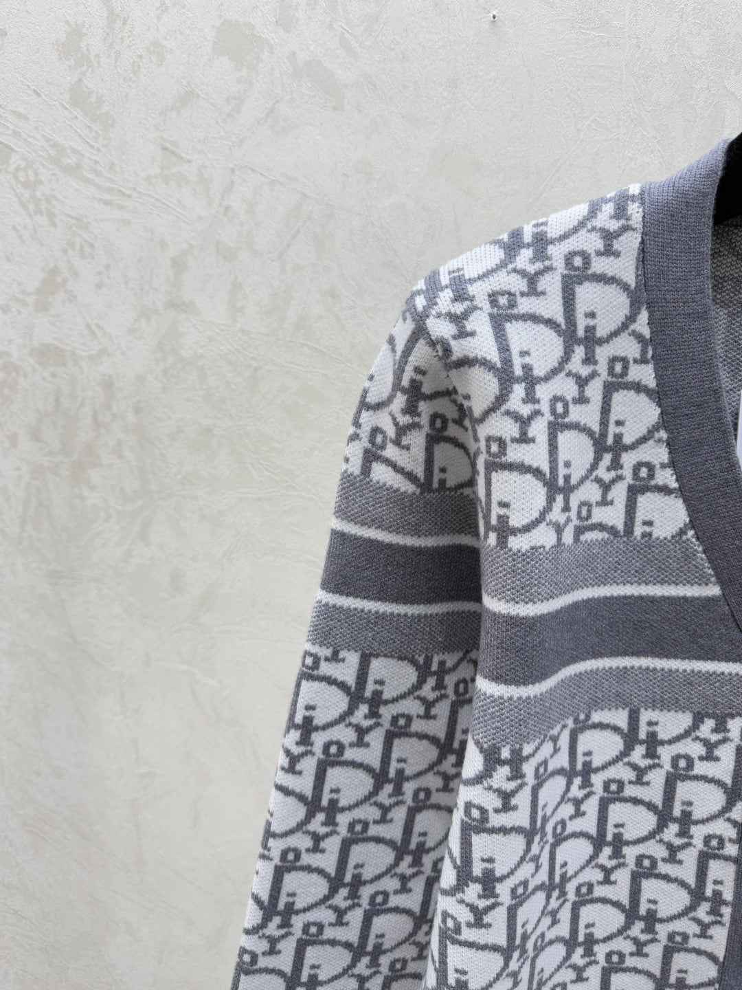 Dior 2025 Oblique Cardigan Gray and Blue Wool