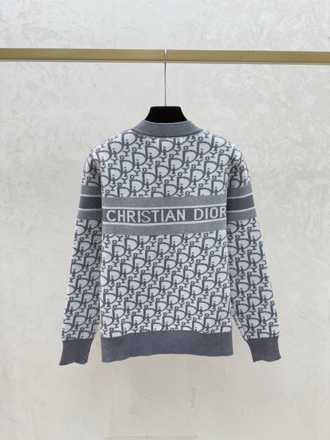 Dior 2025 Oblique Cardigan Gray and Blue Wool