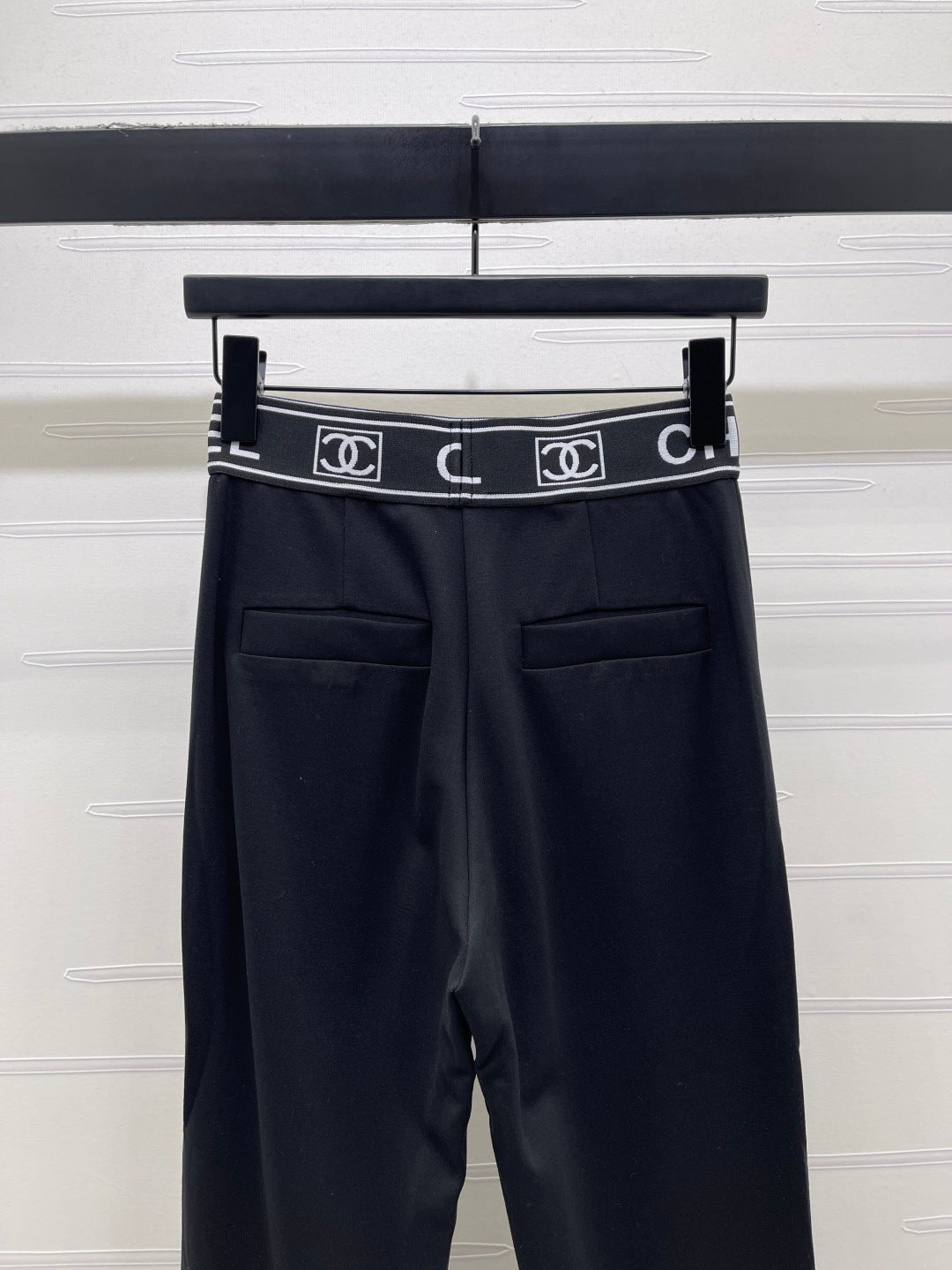 Chanel 2026 Webbing Letter Flared Pants Black Polyamide Rayon 376052